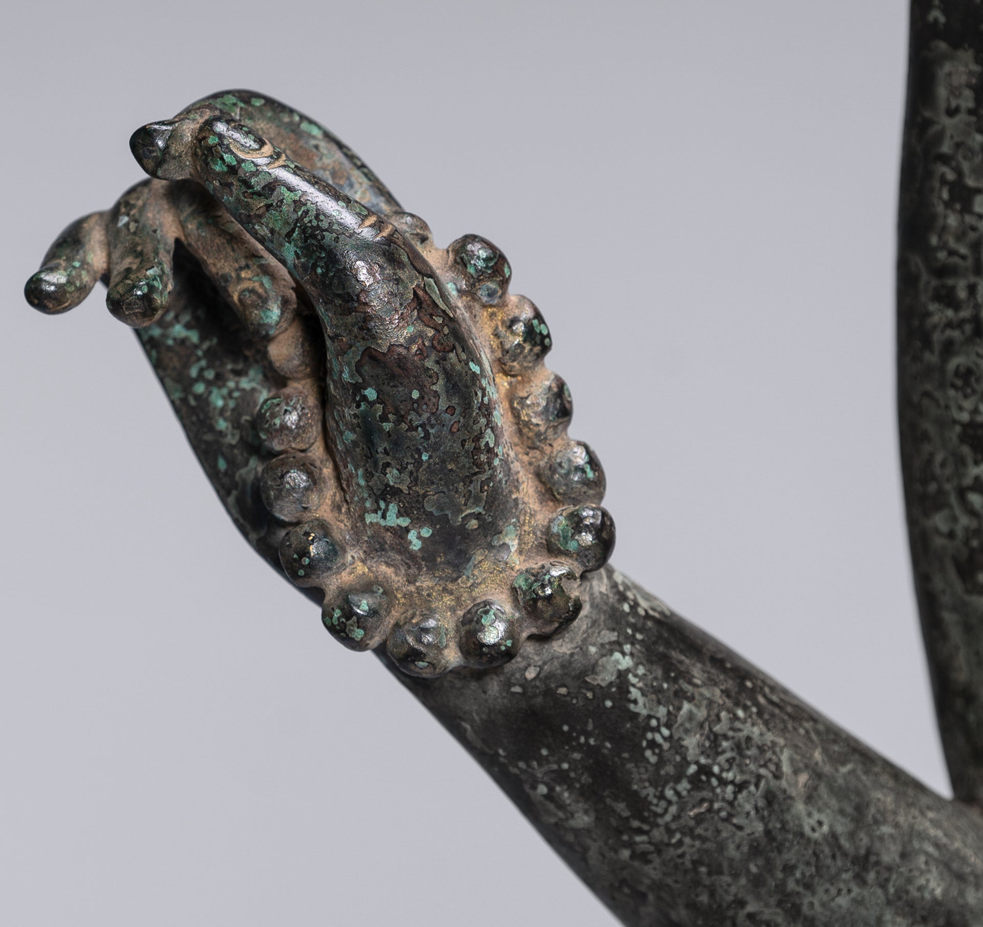 Large Antique Khmer Style Standing Bronze Bayon Style Lokeshvara Statue - 122cm/49"