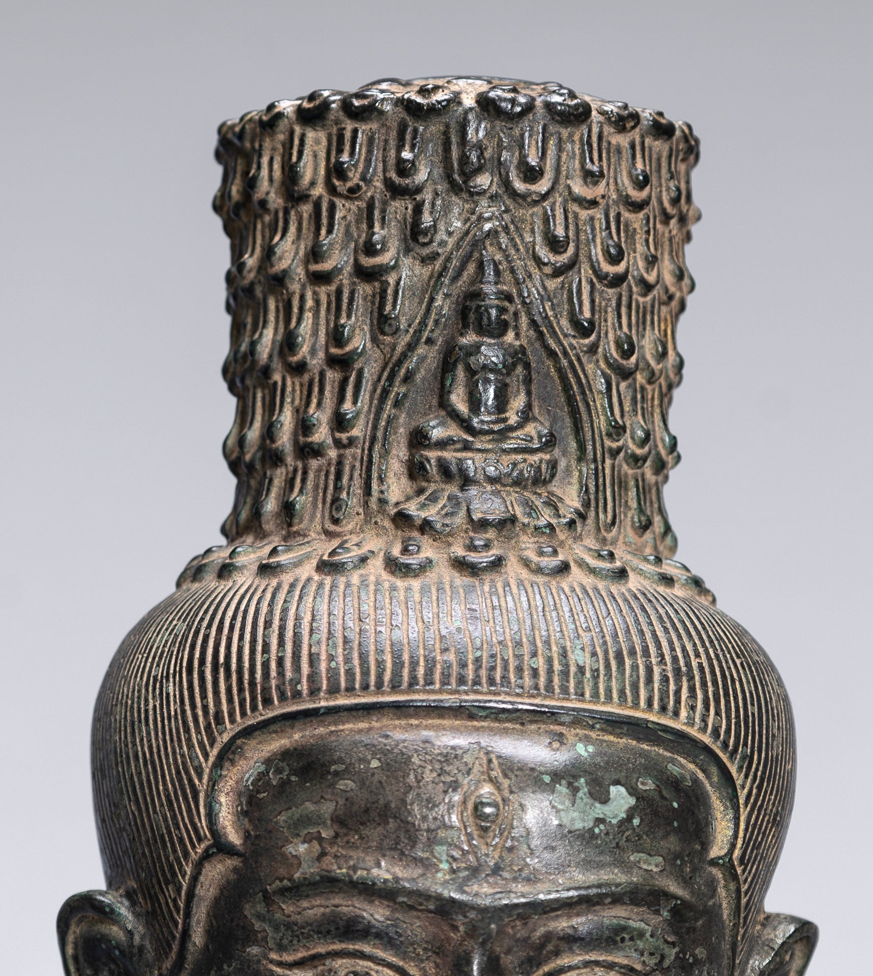 Large Antique Khmer Style Standing Bronze Bayon Style Lokeshvara Statue - 122cm/49"