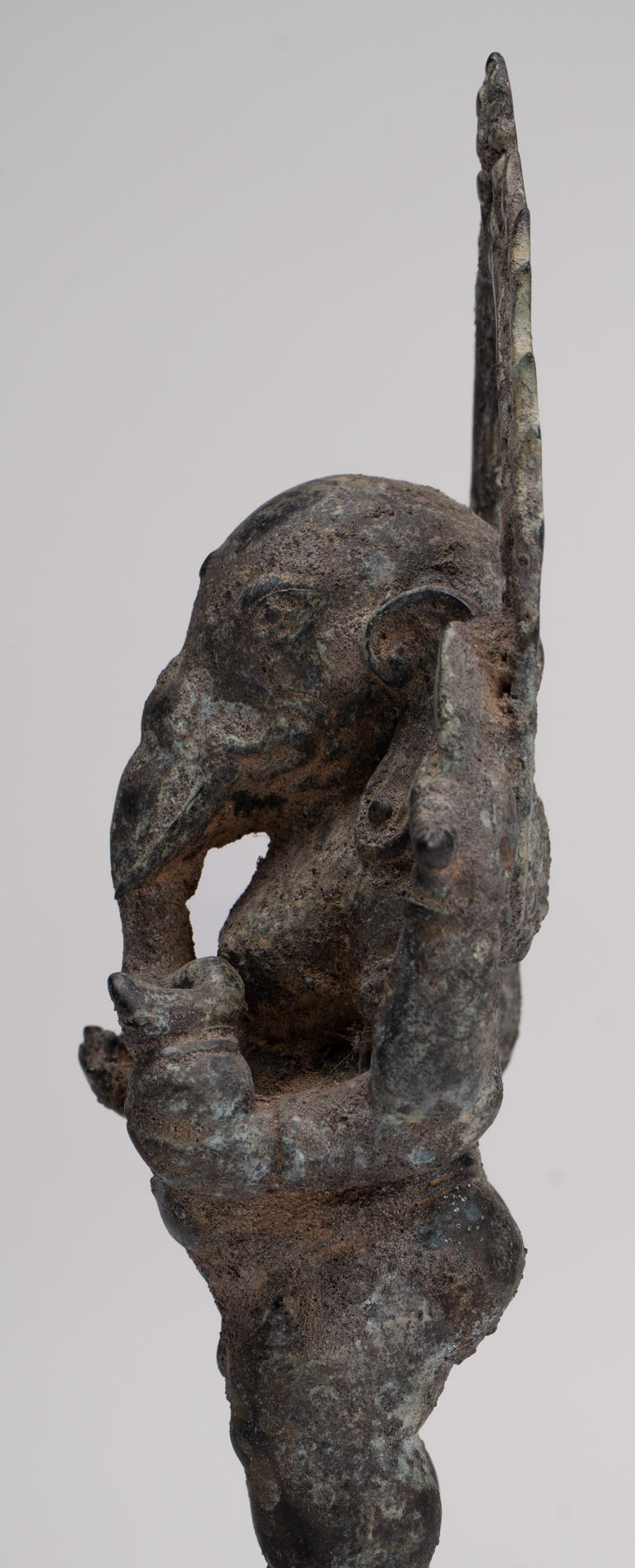 Ganesha Statue - Antique Vietnamese Style Bronze Standing Cham Four-Arm Ganesha Statue - 25cm/10"