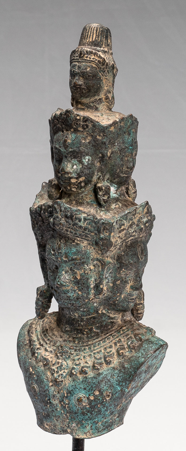 Bodhisattva - Antique Baphuon Style Mounted Bronze Hevajra Statue - 33cm/13" Tall