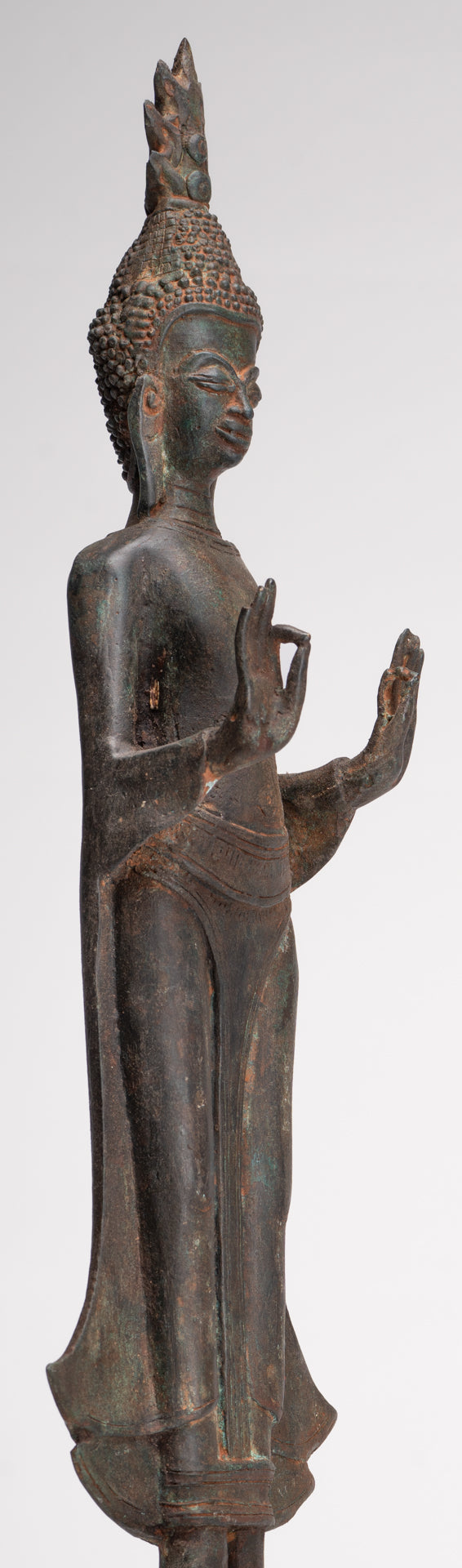 Buddha Statue - Antique Laos Style Standing Buddha Statue in Dharmachakra Teaching Mudra - 50cm/20"