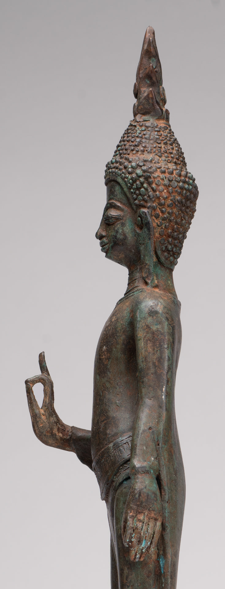 Buddha Statue - Antique Laos Style Standing Buddha Statue in Dharmachakra Teaching Mudra - 50cm/20"