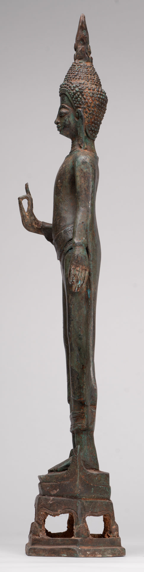 Buddha Statue - Antique Laos Style Standing Buddha Statue in Dharmachakra Teaching Mudra - 50cm/20"