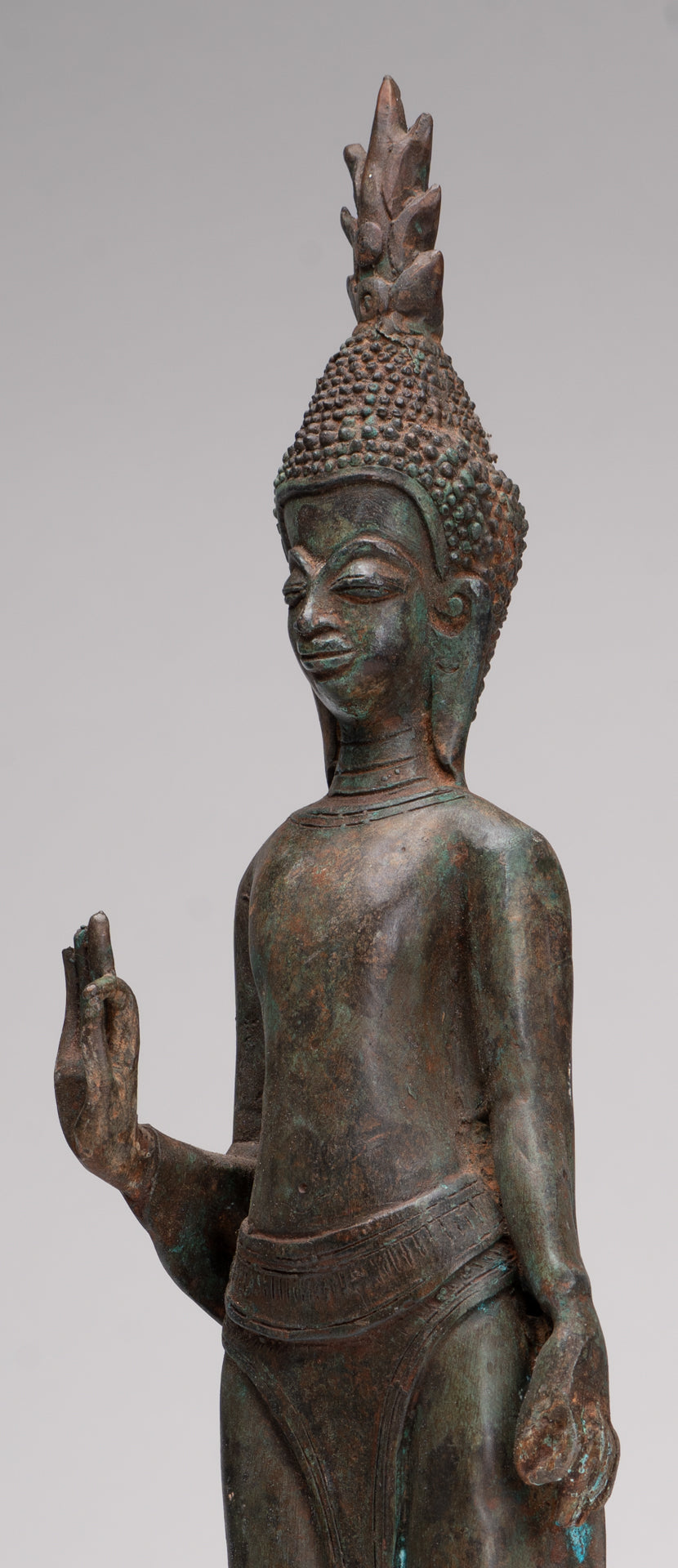 Buddha Statue - Antique Laos Style Standing Buddha Statue in Dharmachakra Teaching Mudra - 50cm/20"
