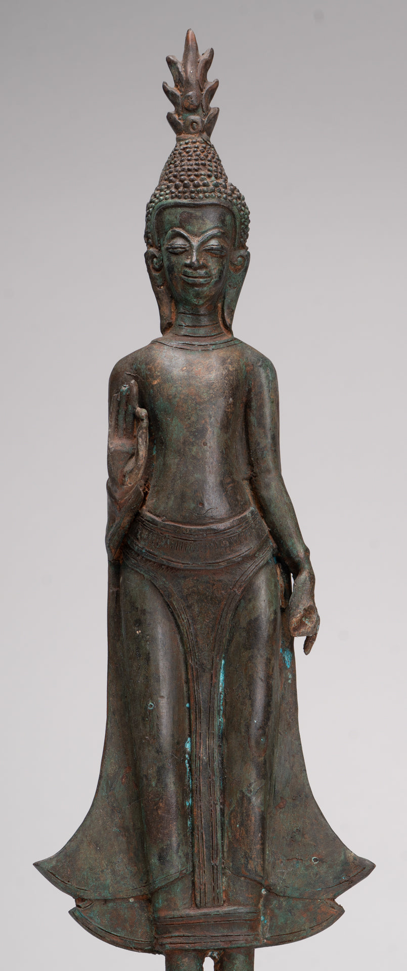 Buddha Statue - Antique Laos Style Standing Buddha Statue in Dharmachakra Teaching Mudra - 50cm/20"