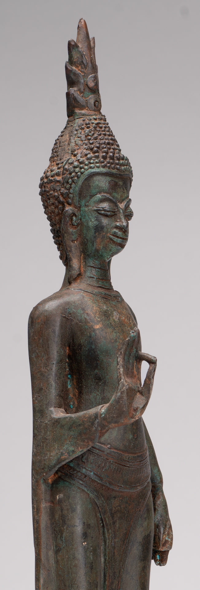 Buddha Statue - Antique Laos Style Standing Buddha Statue in Dharmachakra Teaching Mudra - 50cm/20"
