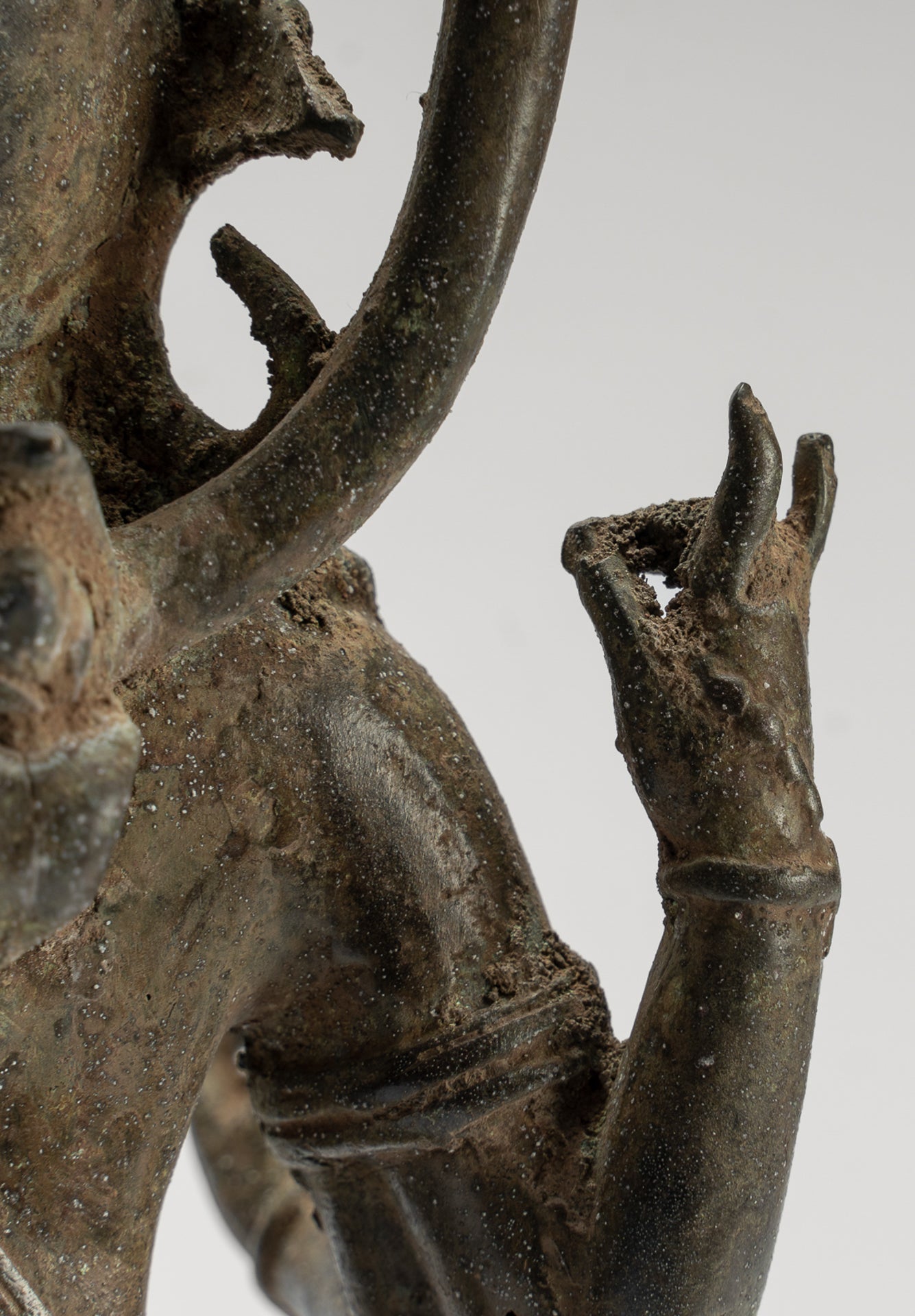 Shiva Statue - Antique Indonesian Style Bronze Javanese Standing 6-Arm Shiva Statue - 36cm/14"
