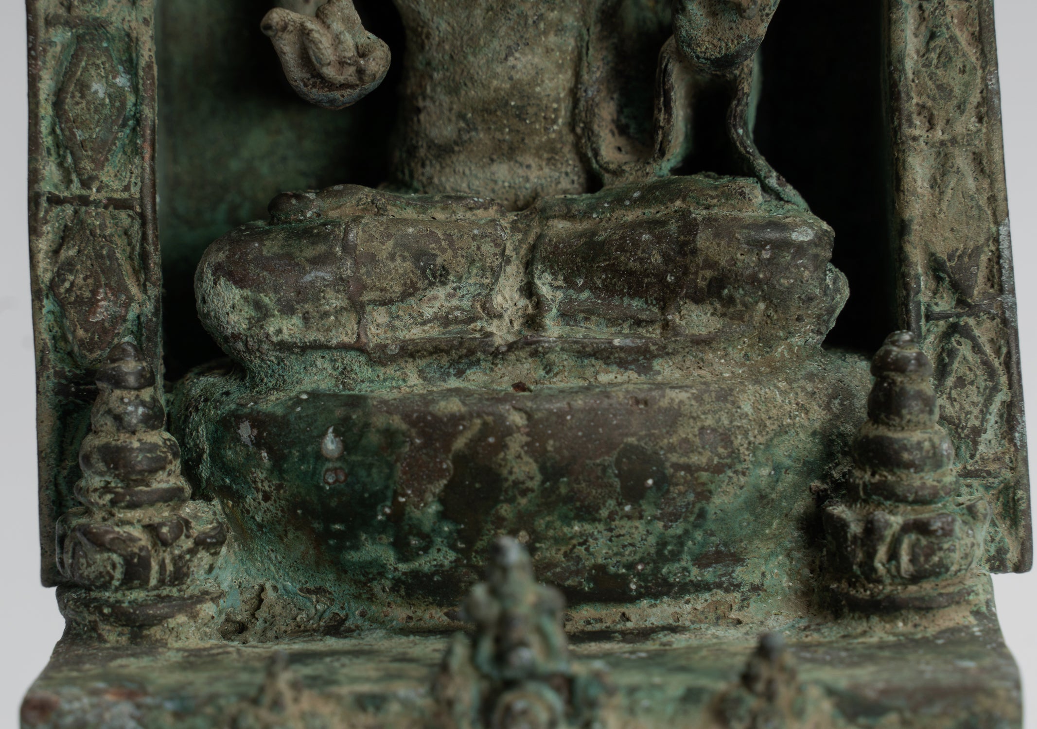 Buddha Statue - Antique Indonesian Style Bronze Seated Javanese Teaching Buddha Statue -26cm/10"