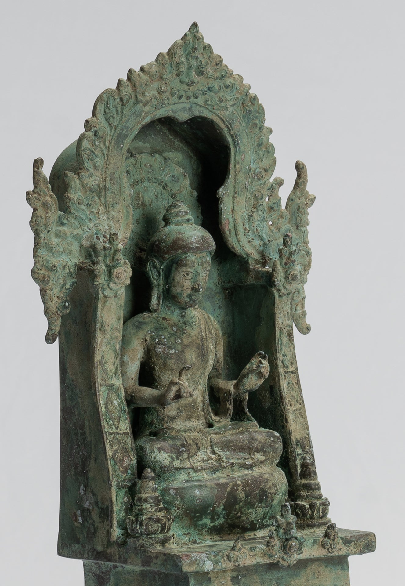 Buddha Statue - Antique Indonesian Style Bronze Seated Javanese Teaching Buddha Statue -26cm/10"