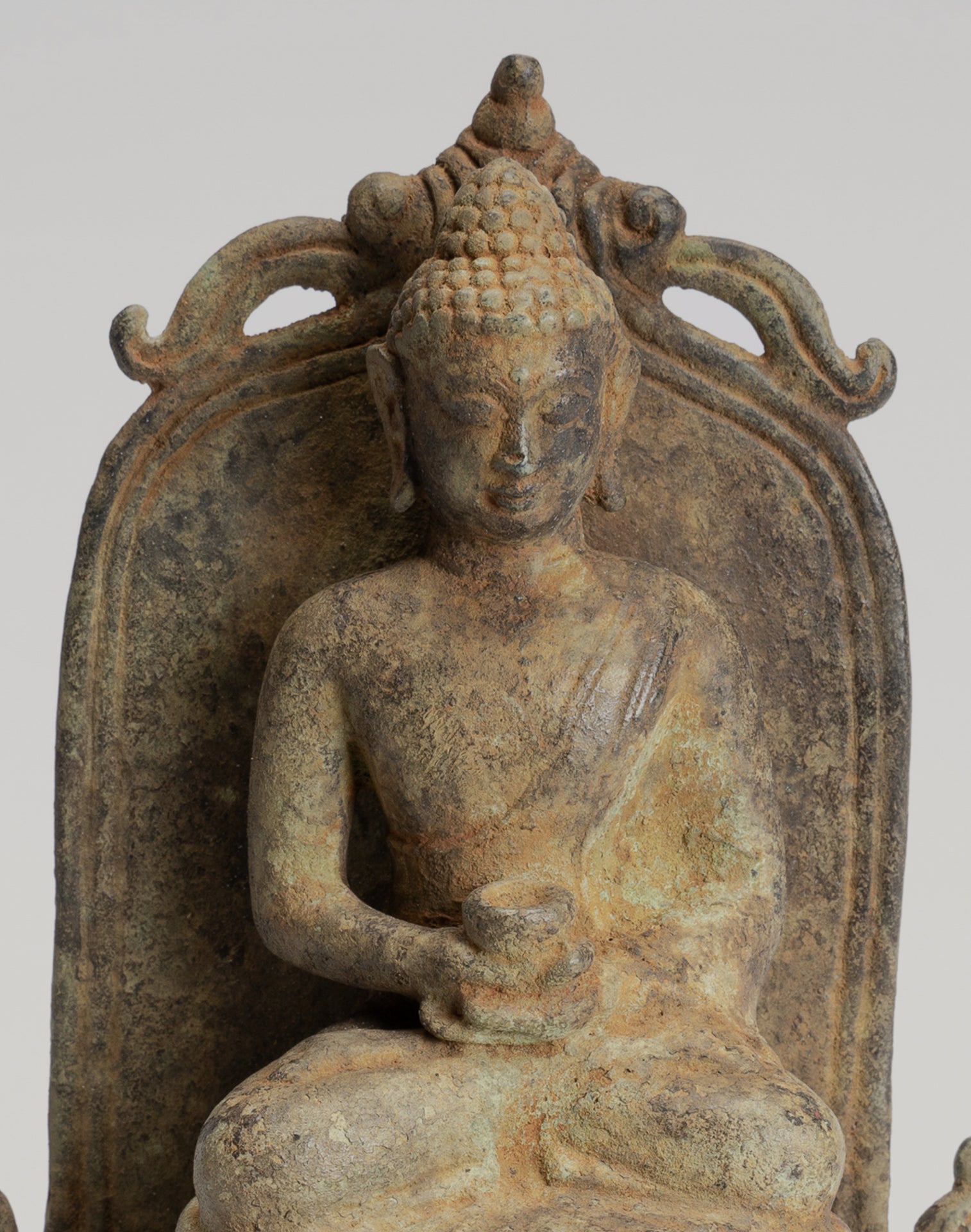 Buddha Statue - Antique Indonesian Style Bronze Seated Javanese Amitabha Buddha Statue - 16cm/6"