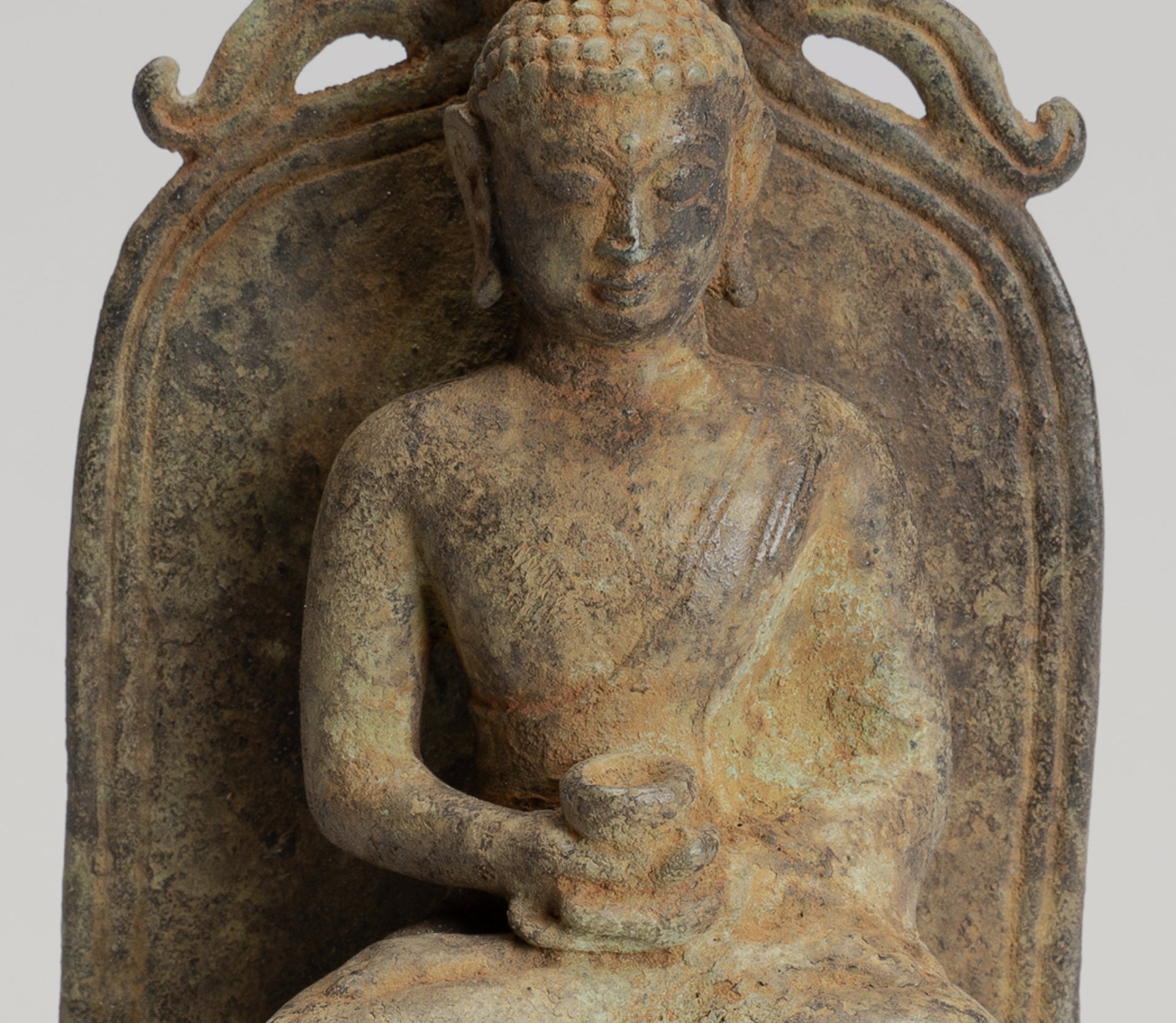 Buddha Statue - Antique Indonesian Style Bronze Seated Javanese Amitabha Buddha Statue - 16cm/6"