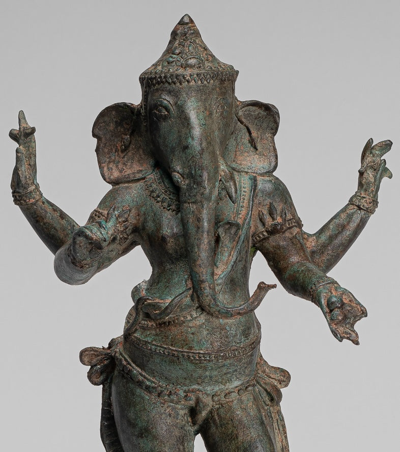 Ganesha Statue - Antique Chola Style Indian Bronze Standing Ganesh Statue - 49cm/20"