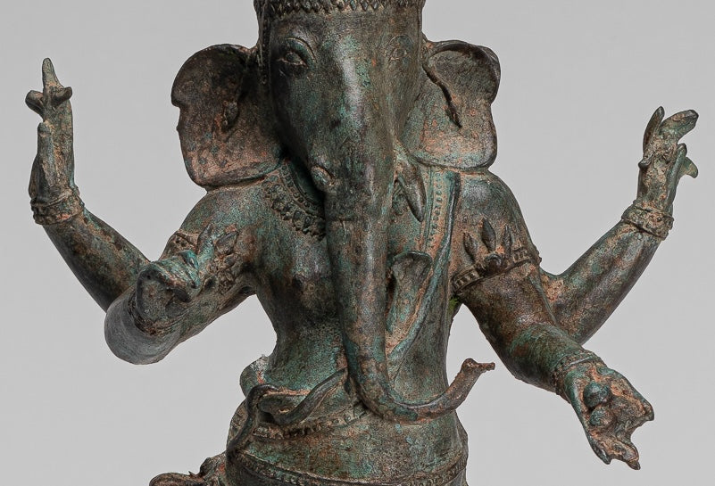 Ganesha Statue - Antique Chola Style Indian Bronze Standing Ganesh Statue - 49cm/20"