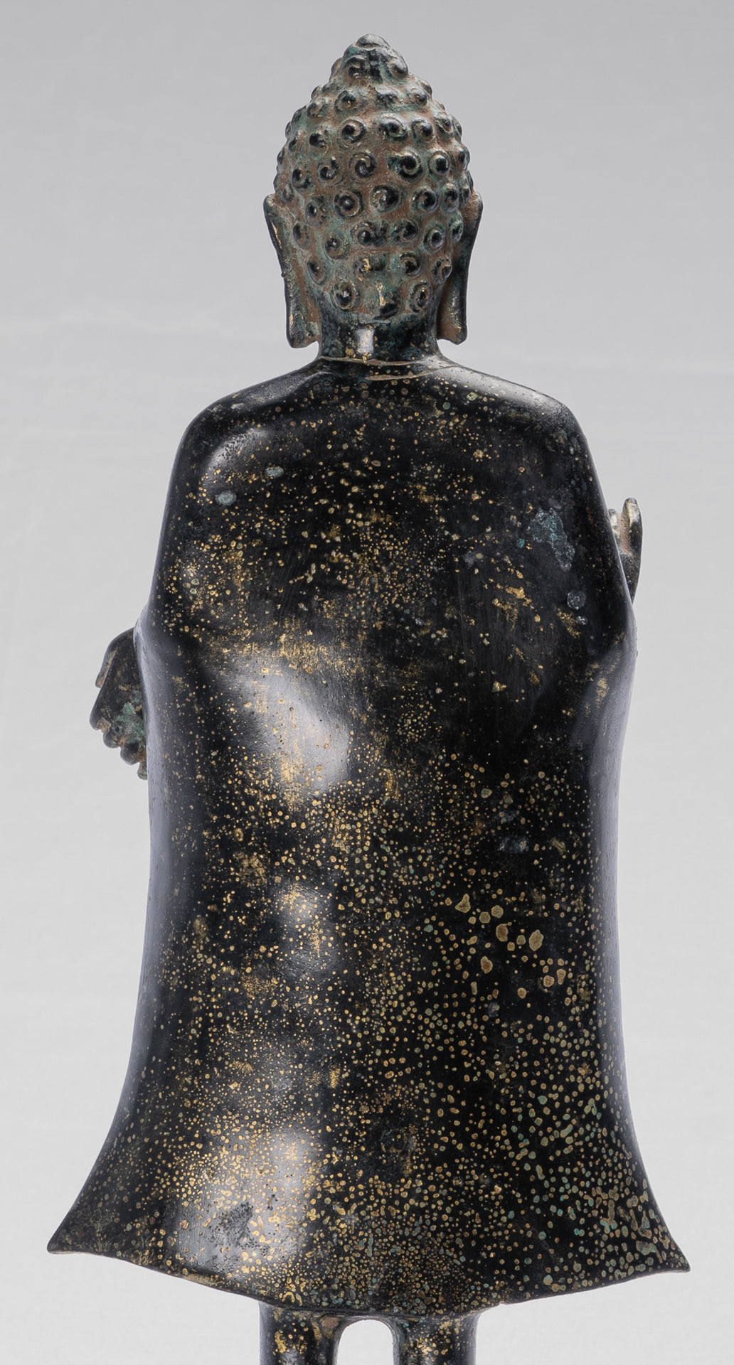 Buddha Statue - Antique Thai Style Dvaravati Bronze Standing Preaching Buddha Statue - 33cm/13"