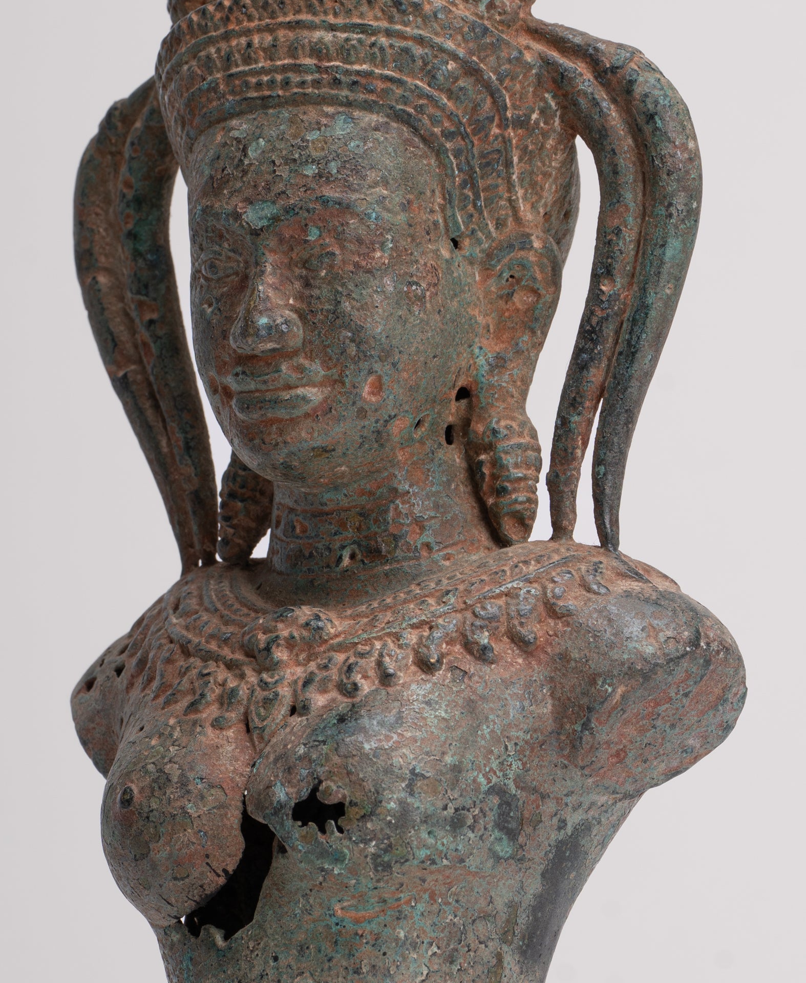 Apsara Statue - Antique Khmer Style Bronze Angkor Wat Apsara or Angel Statue - 33cm/13"