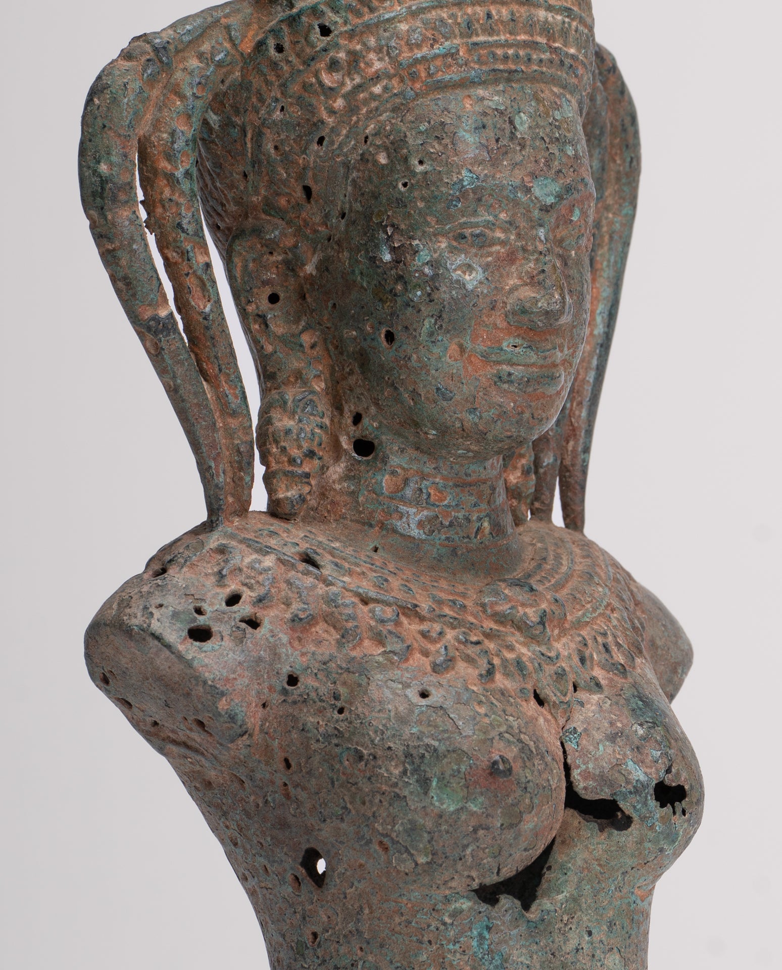 Apsara Statue - Antique Khmer Style Bronze Angkor Wat Apsara or Angel Statue - 33cm/13"