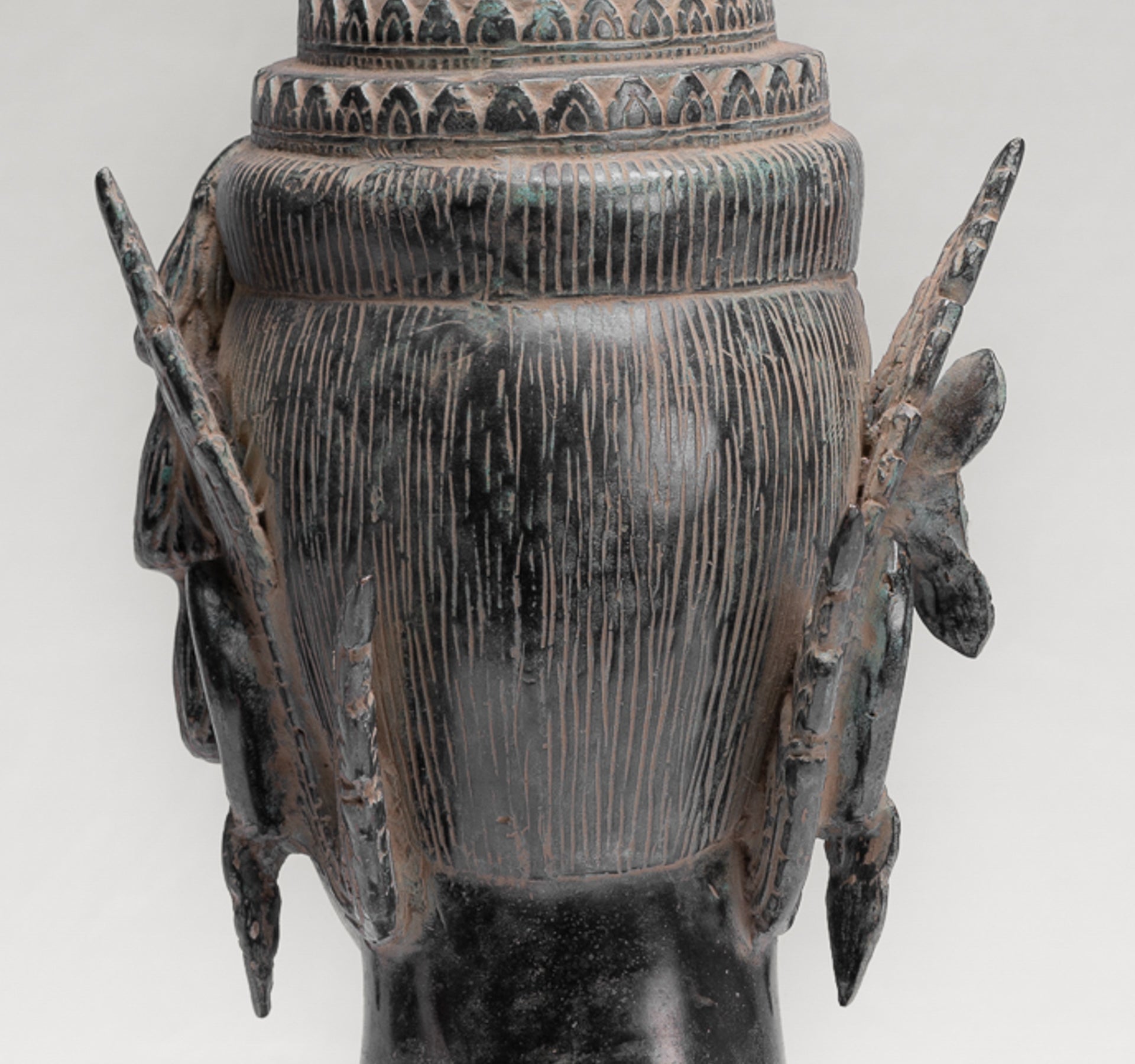 Apsara Statue - Antique Khmer Style Angkor Wat Bronze Mounted Apsara or Angel Head - 56cm/22"