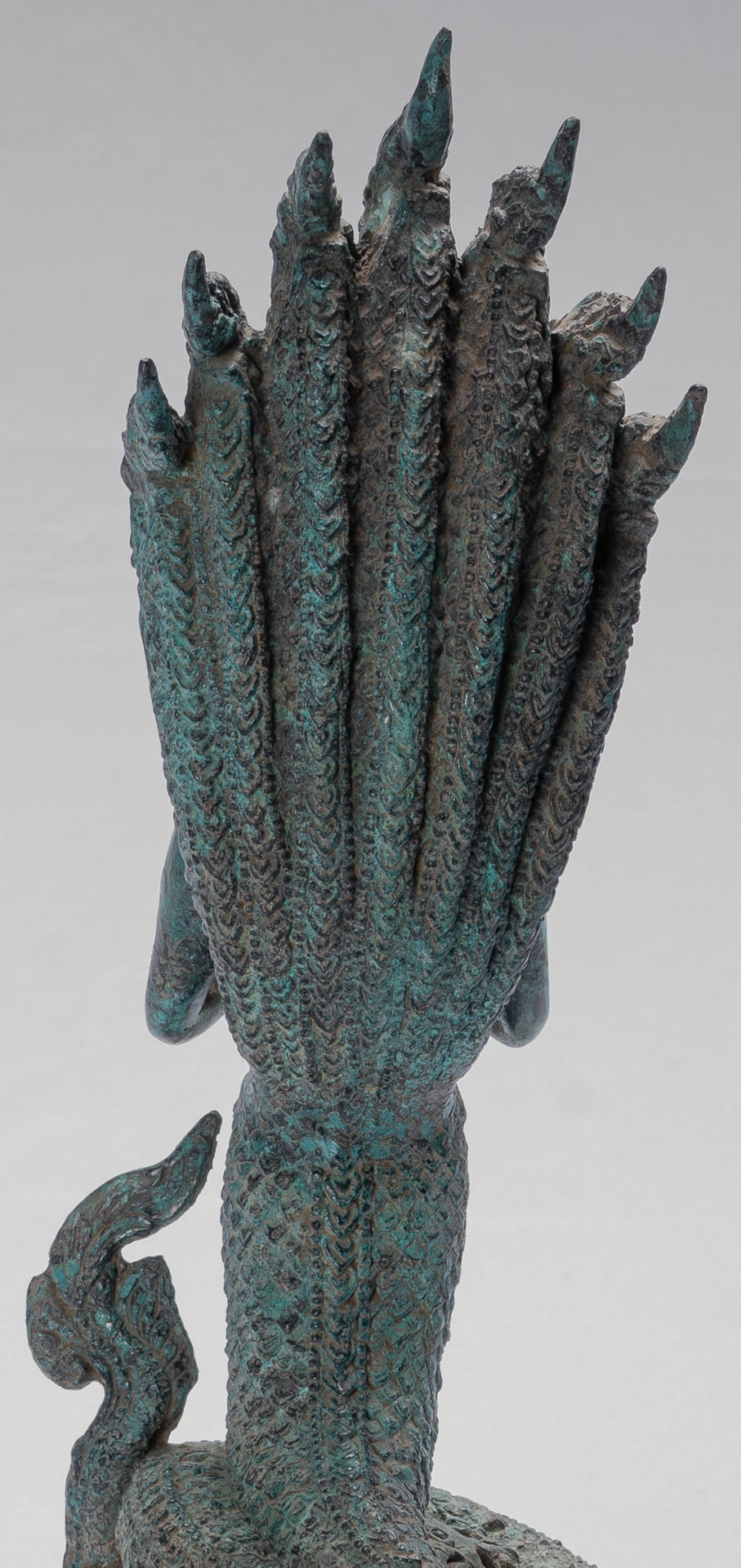 Antique Khmer Style Bronze Female Deity with Naga Tail Statue - 36cm/14"