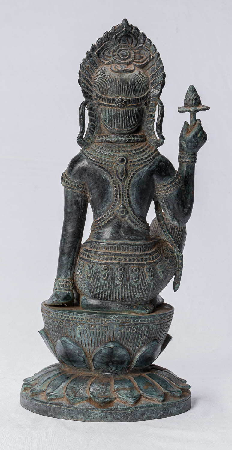 Apsara Statue - Antique Khmer Style Angkor Wat Bronze Kneeling Apsara or Angel - 35cm/14"