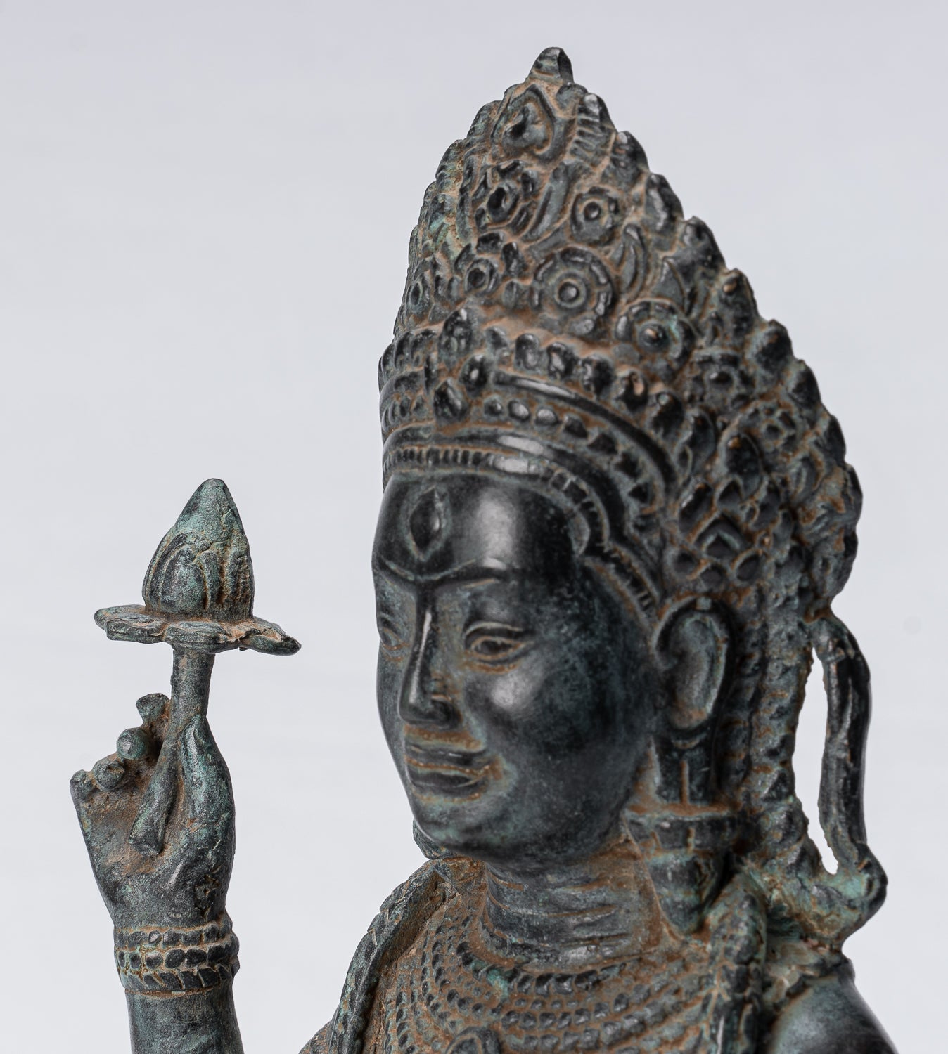Apsara Statue - Antique Khmer Style Angkor Wat Bronze Kneeling Apsara or Angel - 35cm/14"
