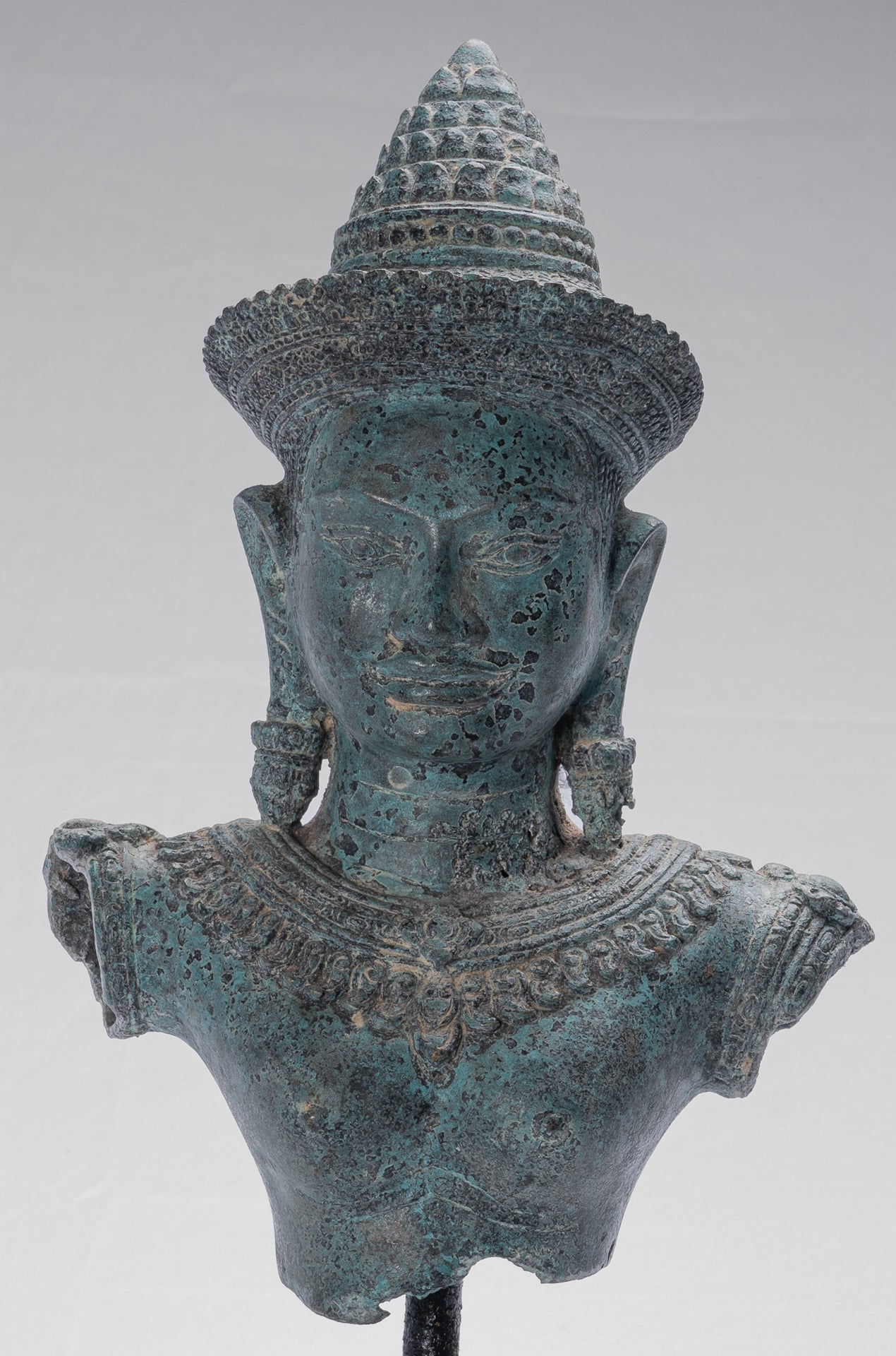 Lakshmi Statue - Antique Khmer Style Mounted Bronze Lakshmi / Devi Consort of Vishnu - 46cm /18"