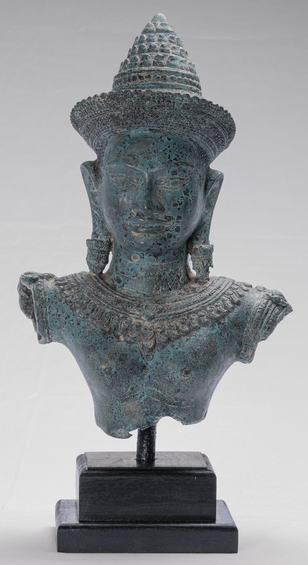 Lakshmi Statue - Antique Khmer Style Mounted Bronze Lakshmi / Devi Consort of Vishnu - 46cm /18"