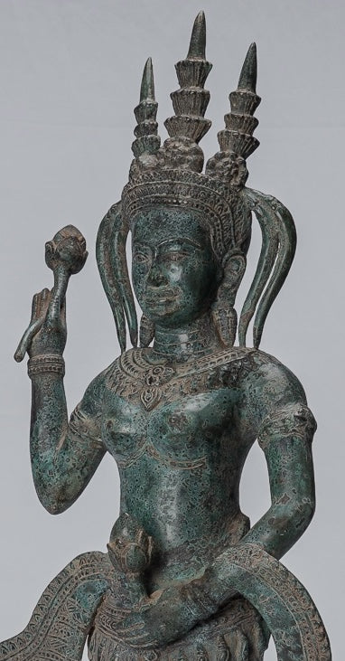Statua Apsara - Antique Khmer in stile Khmer Bronzo Angkor Wat Apsara o Angel Statue - 62cm/25 "