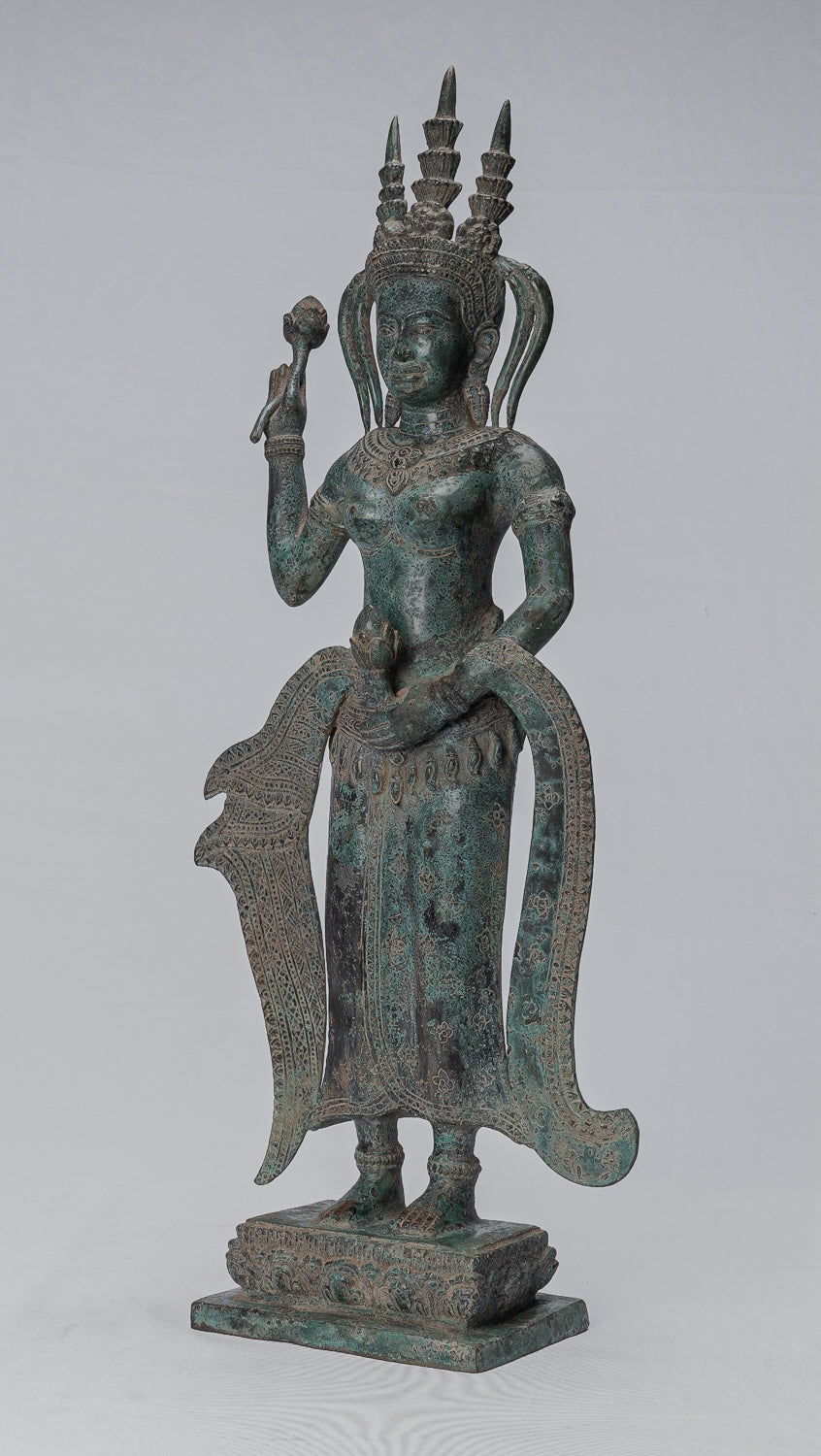 Statua Apsara - Antique Khmer in stile Khmer Bronzo Angkor Wat Apsara o Angel Statue - 62cm/25 "