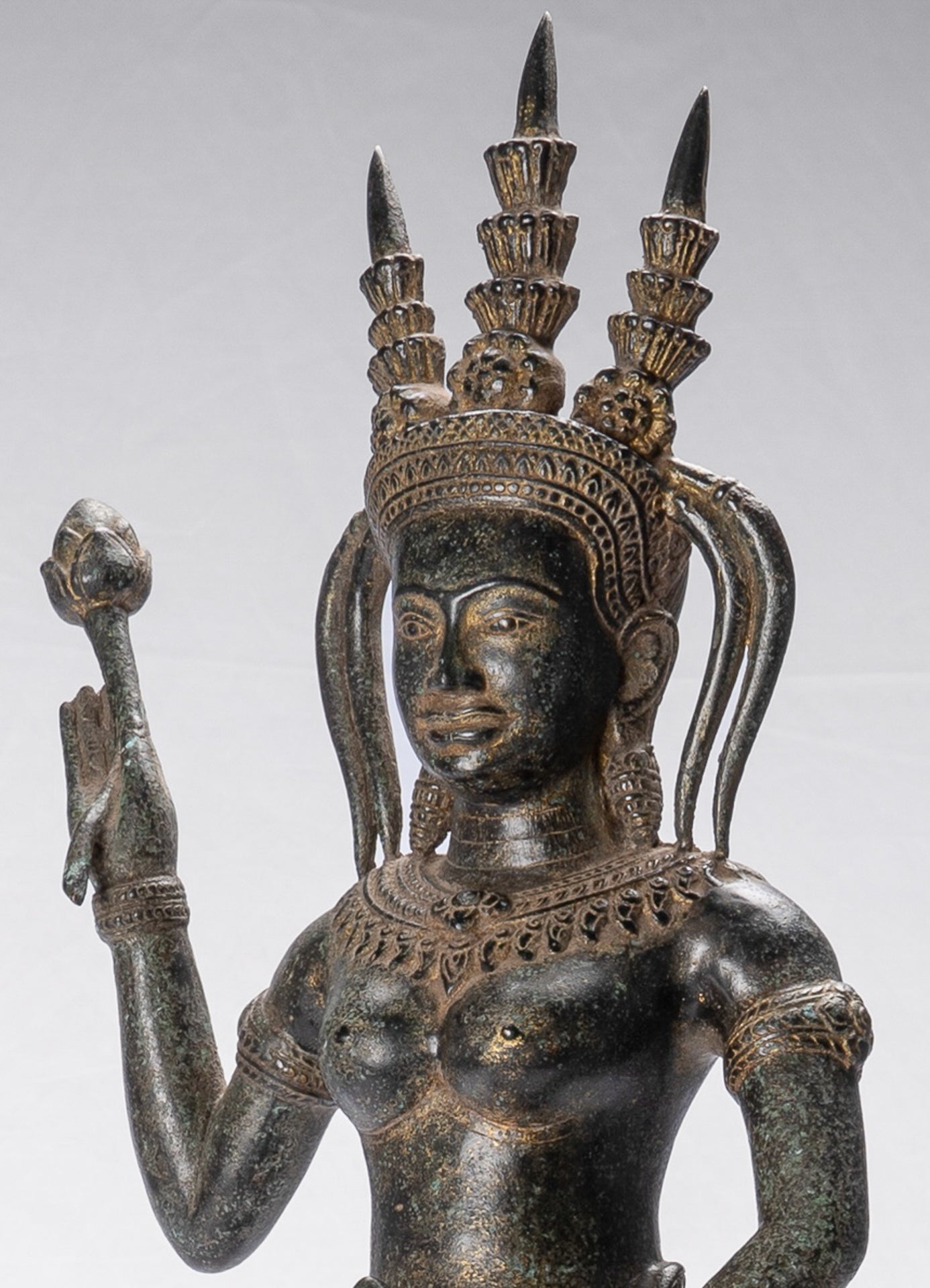 Apsara Statue - Antique Khmer Style Bronze Angkor Wat Apsara or Angel Statue - 61cm/24"