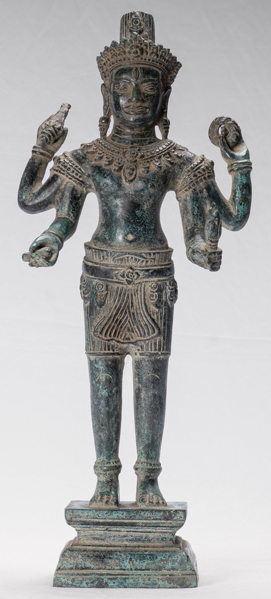 Shiva Statue - Antique Khmer Style Bronze Angkor Wat Style Shiva Statue - 44cm/18"