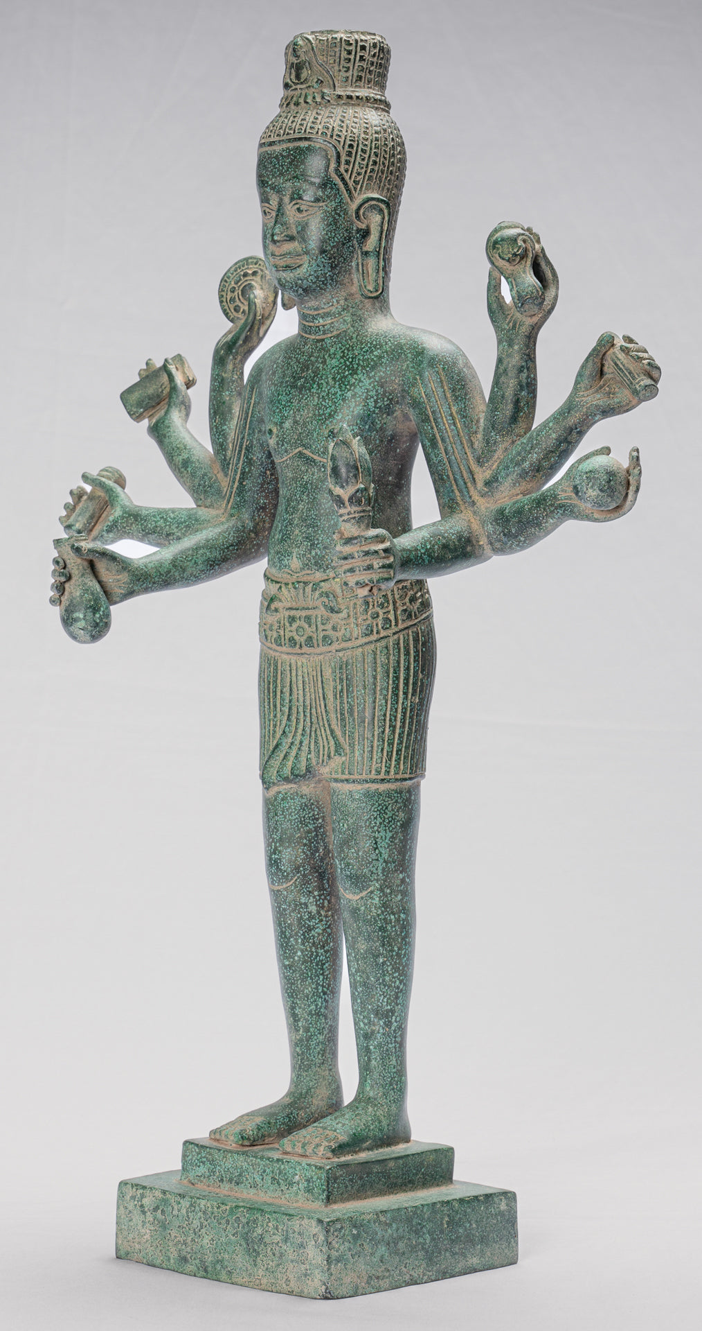 Antique Khmer Style Bronze Bayon Style Standing Lokeshvara Statue - 54cm/22"