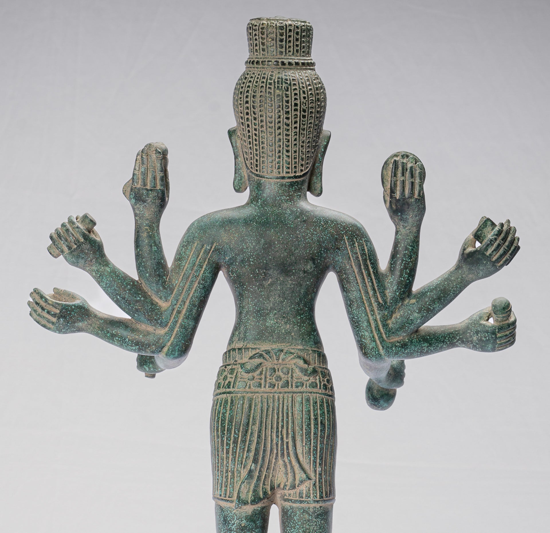 Antique Khmer Style Bronze Bayon Style Standing Lokeshvara Statue - 54cm/22"