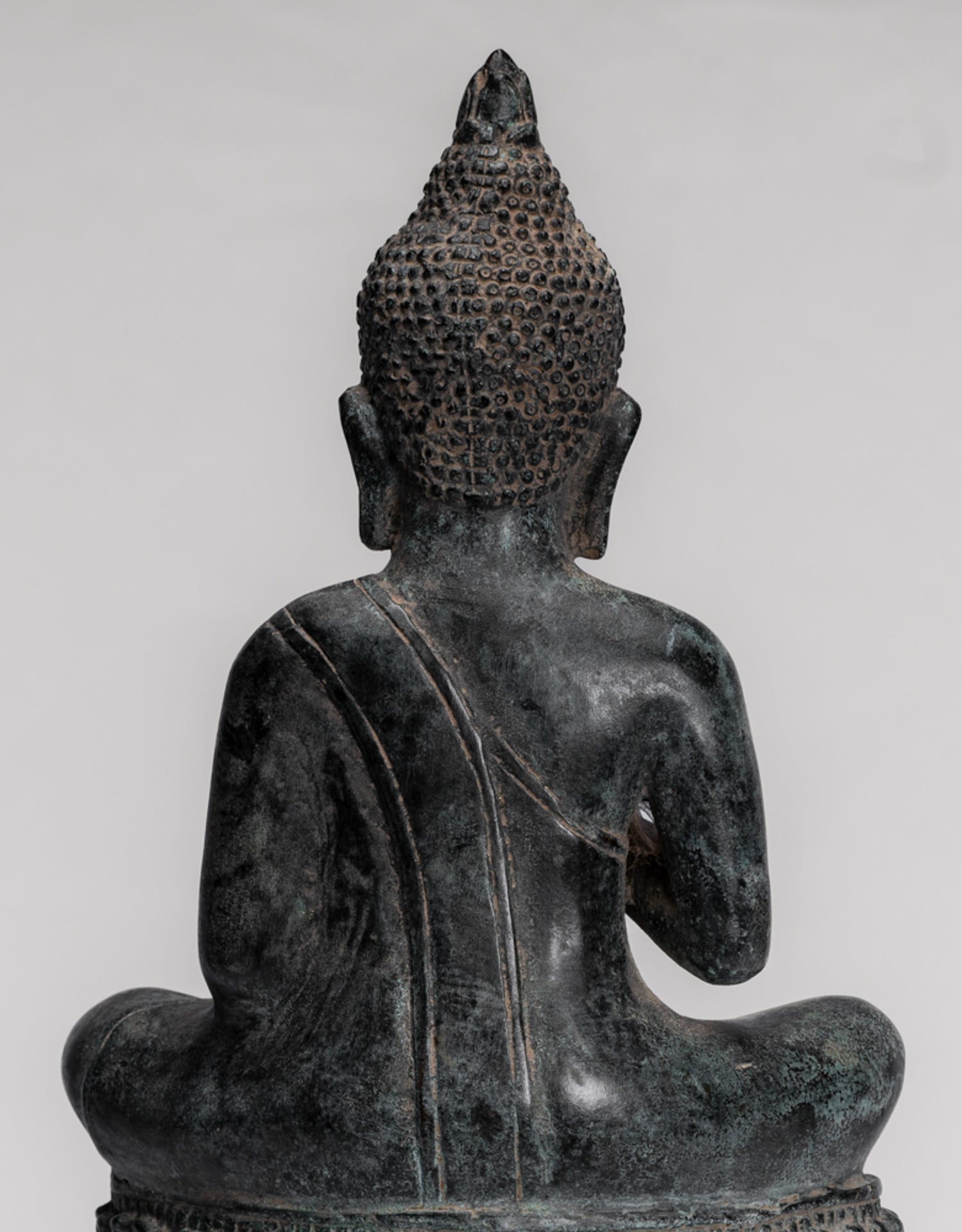 Buddha Statue - Buddha - Antique Khmer Style Enthroned Bronze Buddha Statue Teaching Mudra - 31cm/12"