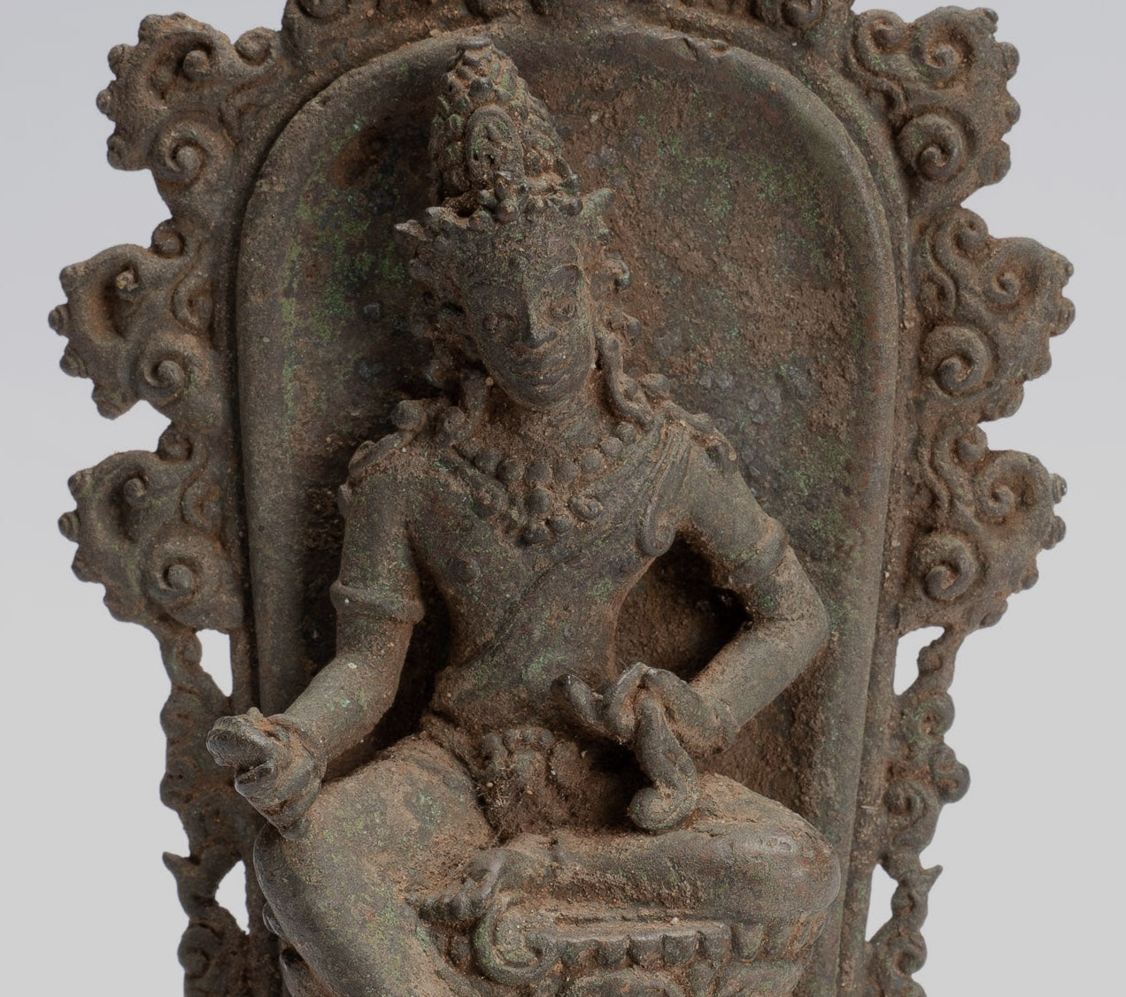 Shiva Statue - Antique Indonesian Style Bronze Javanese Enthroned Seated Shiva Statue -14cm/5"