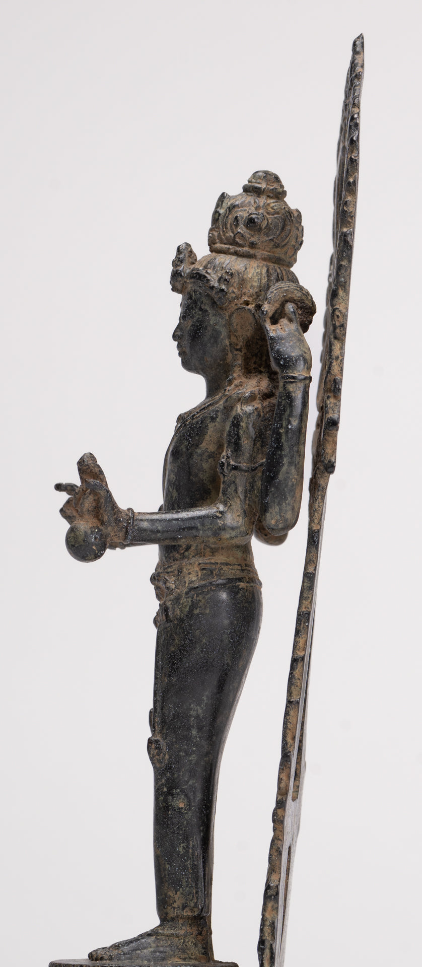 Vishnu - Antique Indonesian Style Majapahit Standing Bronze Vishnu Statue - 24cm/10"