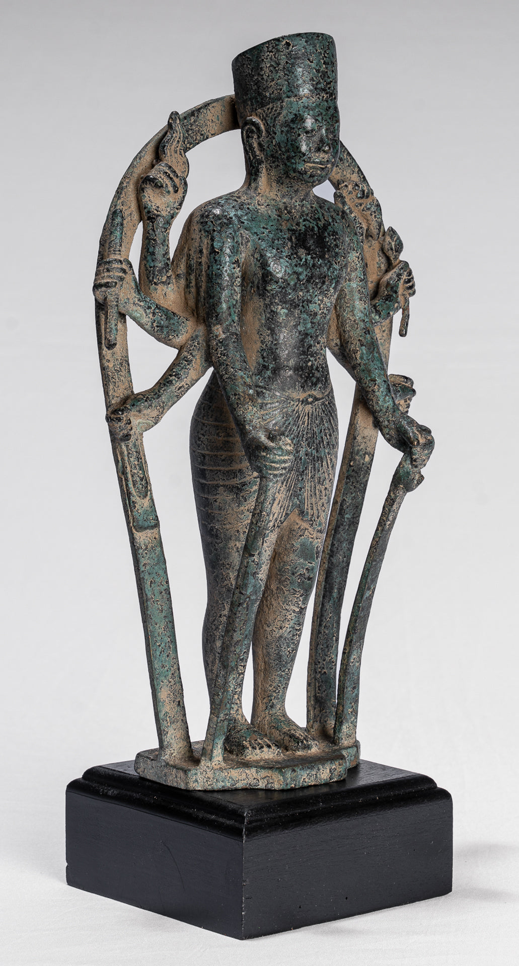 Antique Khmer Style 8 Arm Phnom Kulen Vishnu Statue - Protector & Preserver - 34cm/14"