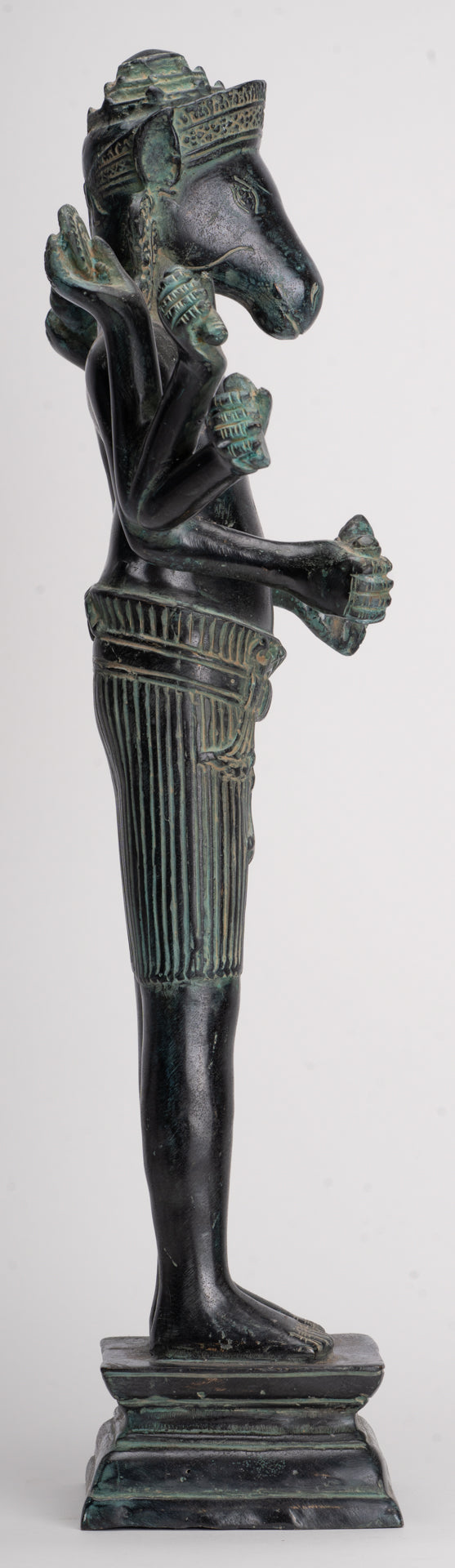 Kalkin Statue - Antique Khmer Style Mounted Bronze Hayagriva Kalkin Horse of Vishnu - 51cm/20"