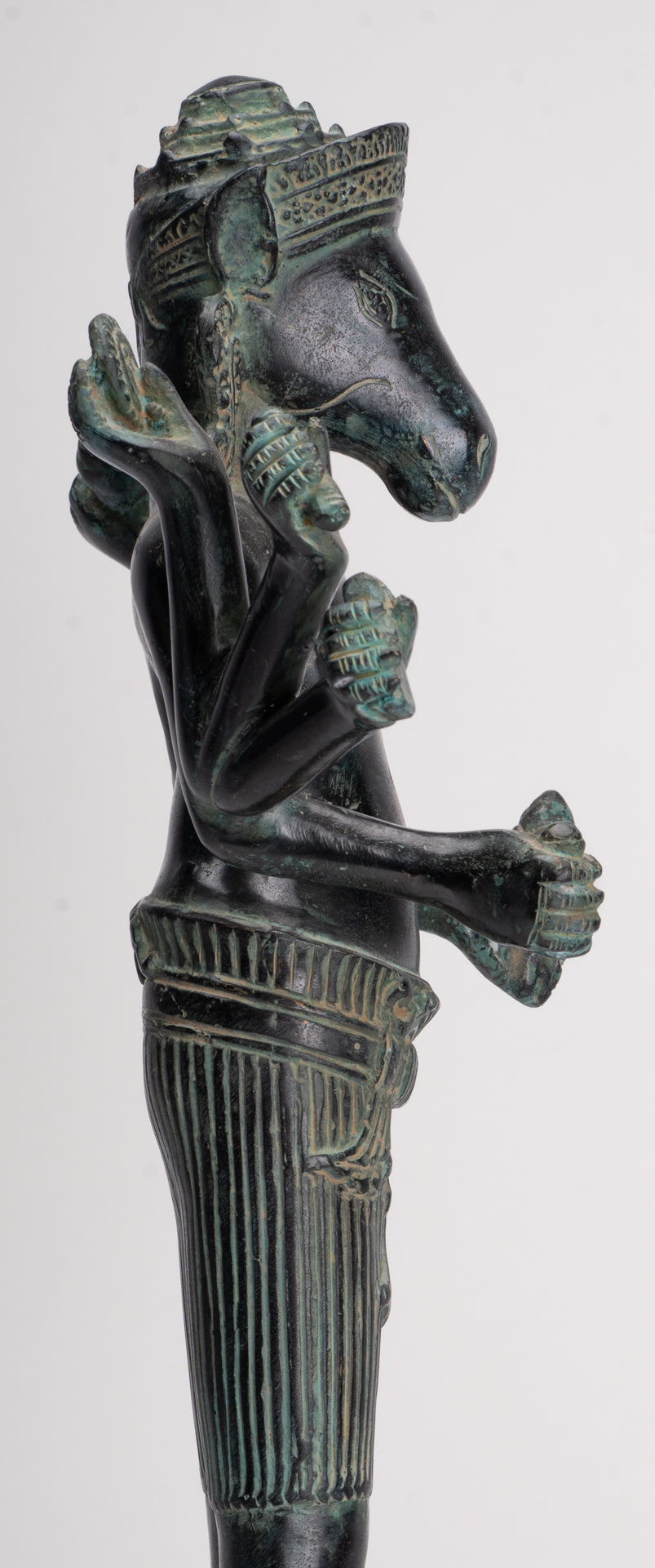 Kalkin Statue - Antique Khmer Style Mounted Bronze Hayagriva Kalkin Horse of Vishnu - 51cm/20"