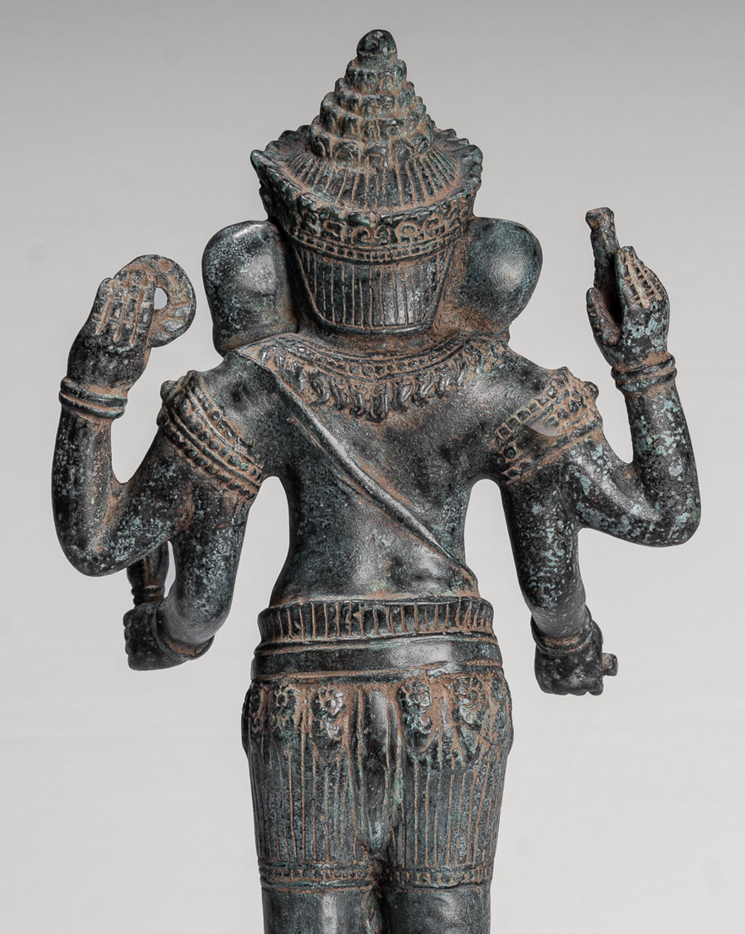 Ganesha Statue - Antique Khmer Style Standing Bronze Bayon Ganesh Statue - 40cm/16"