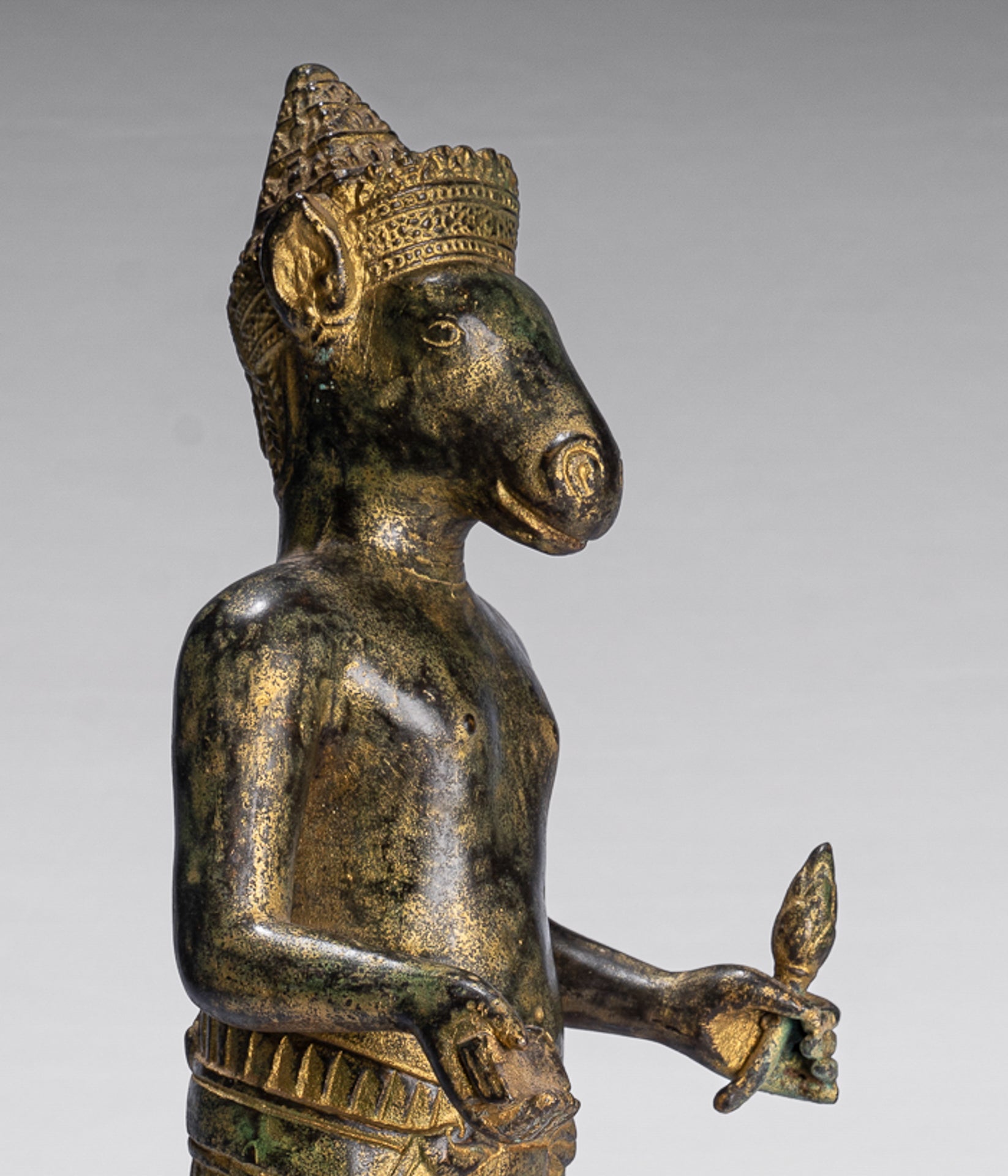 Kalkin Statue - Antique Khmer Style Standing Bronze Hayagriva Kalkin Horse of Vishnu - 47cm/19"
