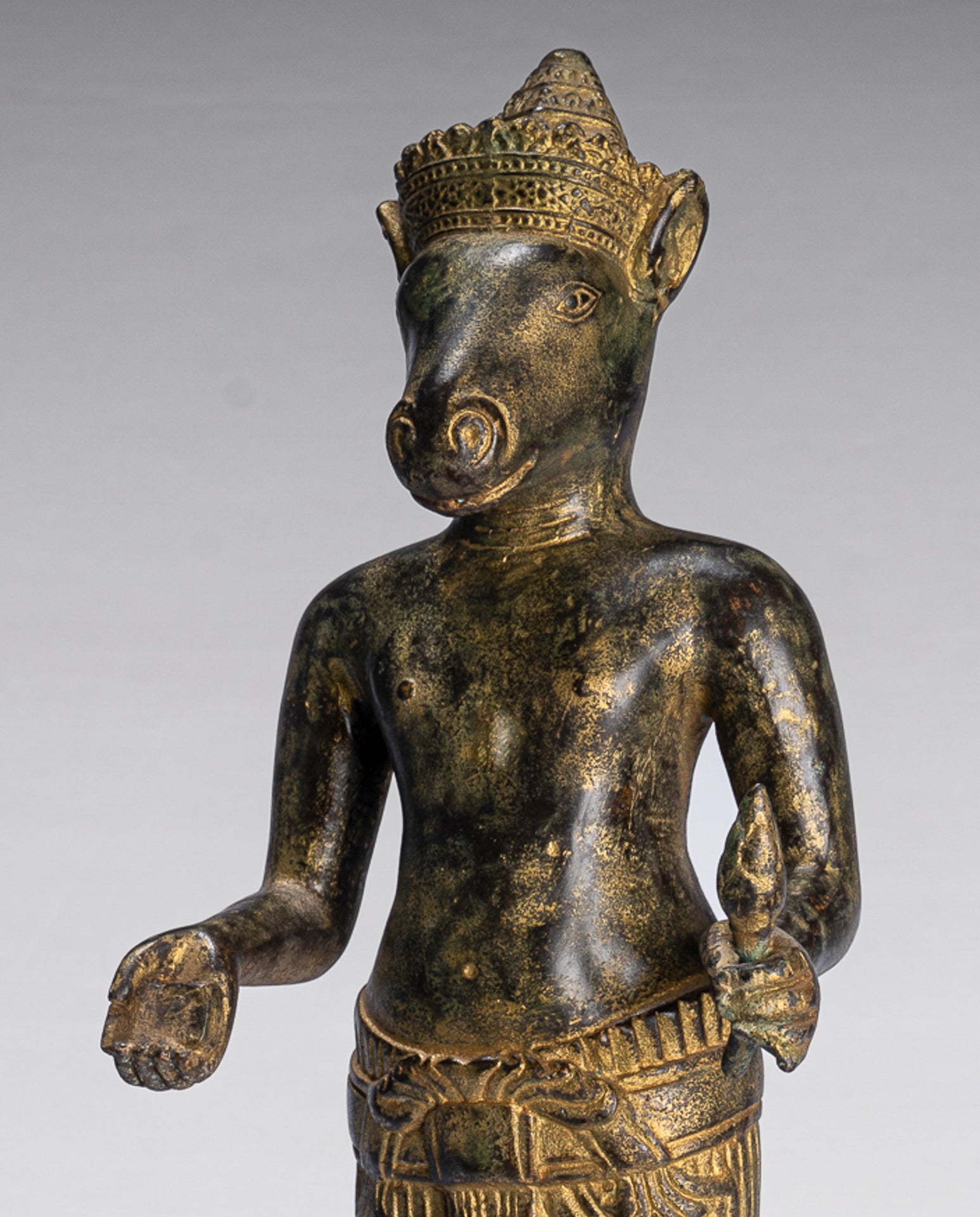 Kalkin Statue - Antique Khmer Style Standing Bronze Hayagriva Kalkin Horse of Vishnu - 47cm/19"