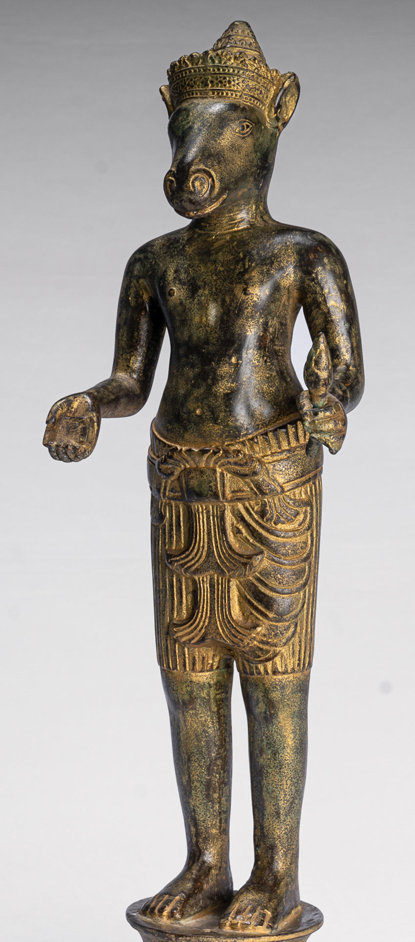 Kalkin Statue - Antique Khmer Style Standing Bronze Hayagriva Kalkin Horse of Vishnu - 47cm/19"