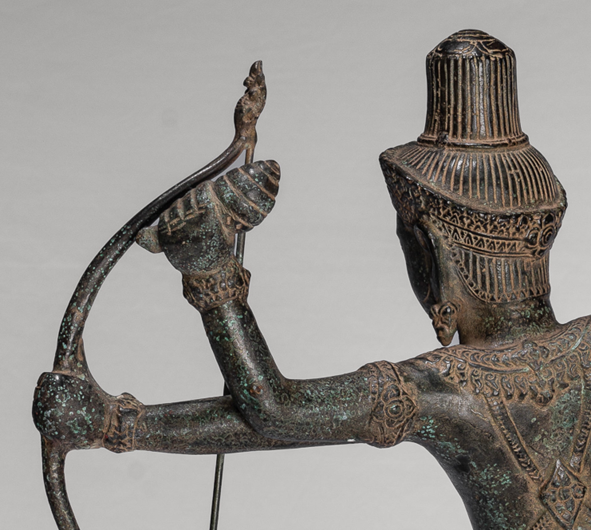 Vishnu - Antique Khmer Style Bronze Archer Vishnu Statue with Sharanga (Bow) - 50cm/20"