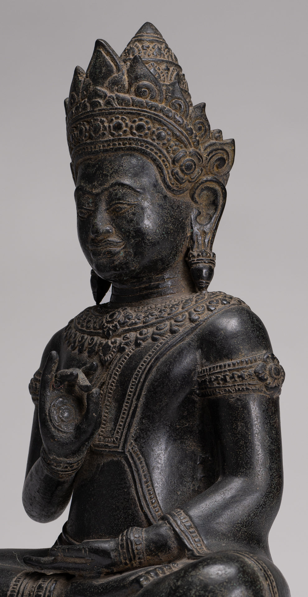 Buddha Statue - Antique Burmese Style Bronze Seated Teaching Shan Buddha Statue - 39cm/16"