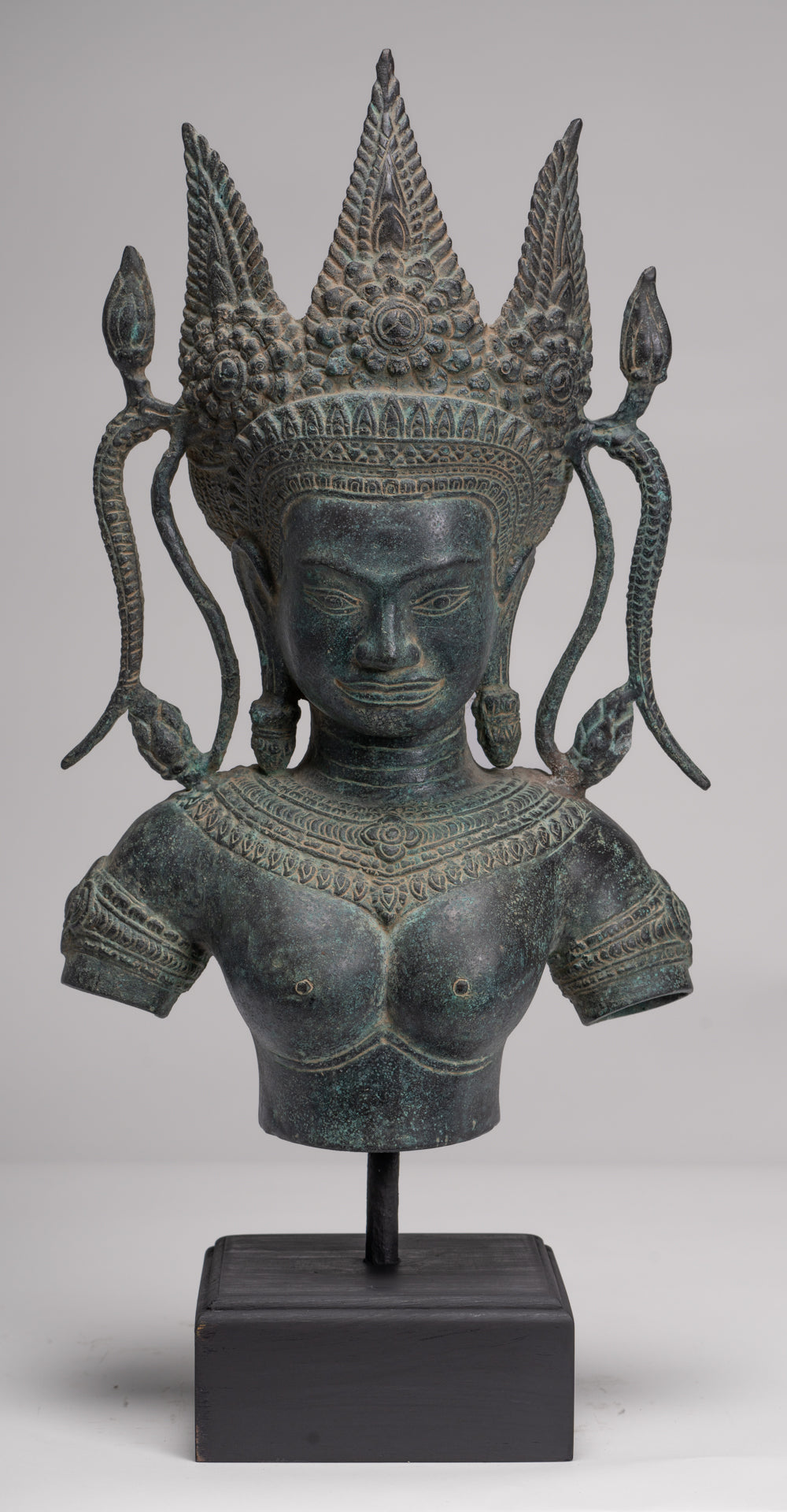 Antique Khmer Style Bronze Angkor Wat Apsara Torso or Angel Statue - 56cm/22"