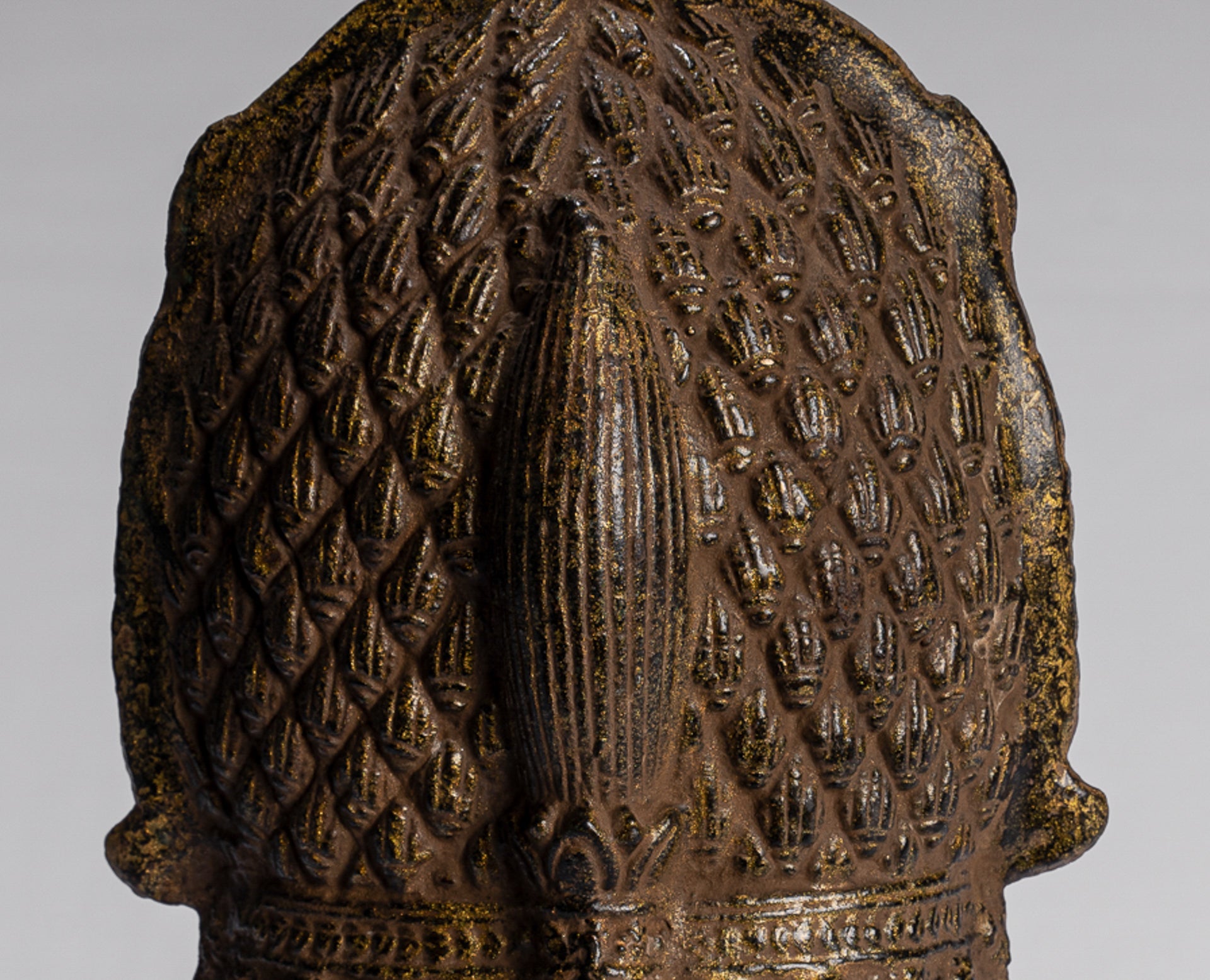 Temple Lion - Antique Khmer Style Bronze Mounted Temple Guardian or Lion - 28cm/11"