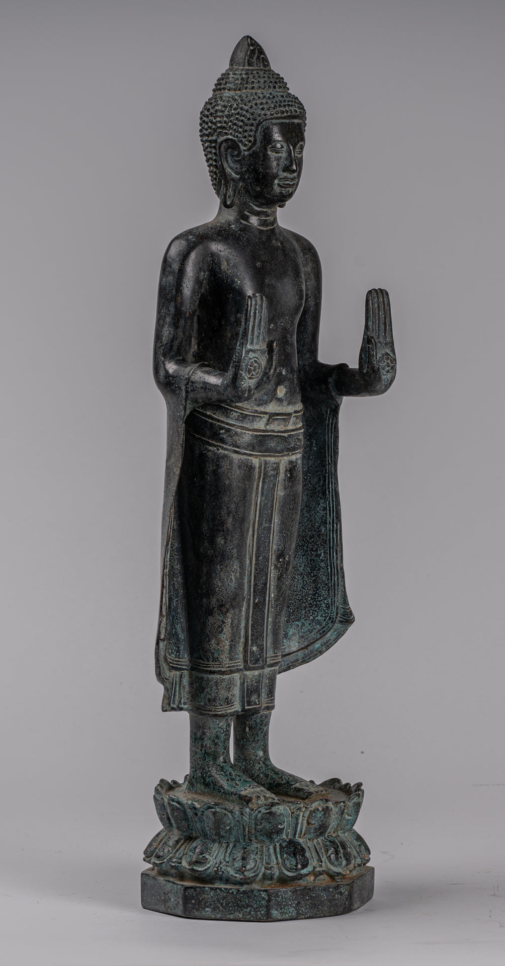 Estatua de Buda - Estatua de Budas de Buda de Bronce de Estado de Estilo Jemer Antiguo - 49cm/20 "