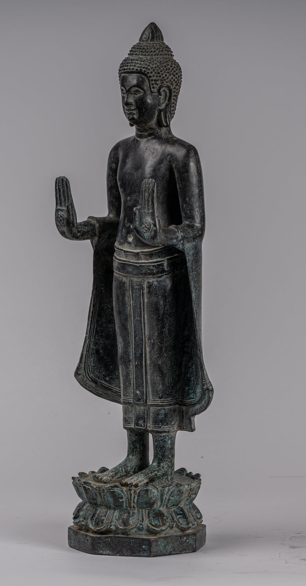 Estatua de Buda - Estatua de Budas de Buda de Bronce de Estado de Estilo Jemer Antiguo - 49cm/20 "