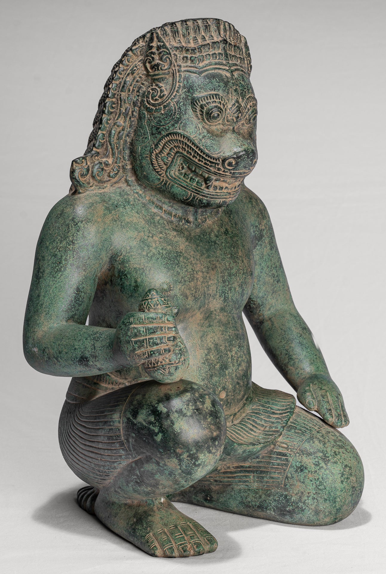 Antique Khmer Style Bronze - Vishnu Avatar - Narasimha or Narasingh - 40cm/16"