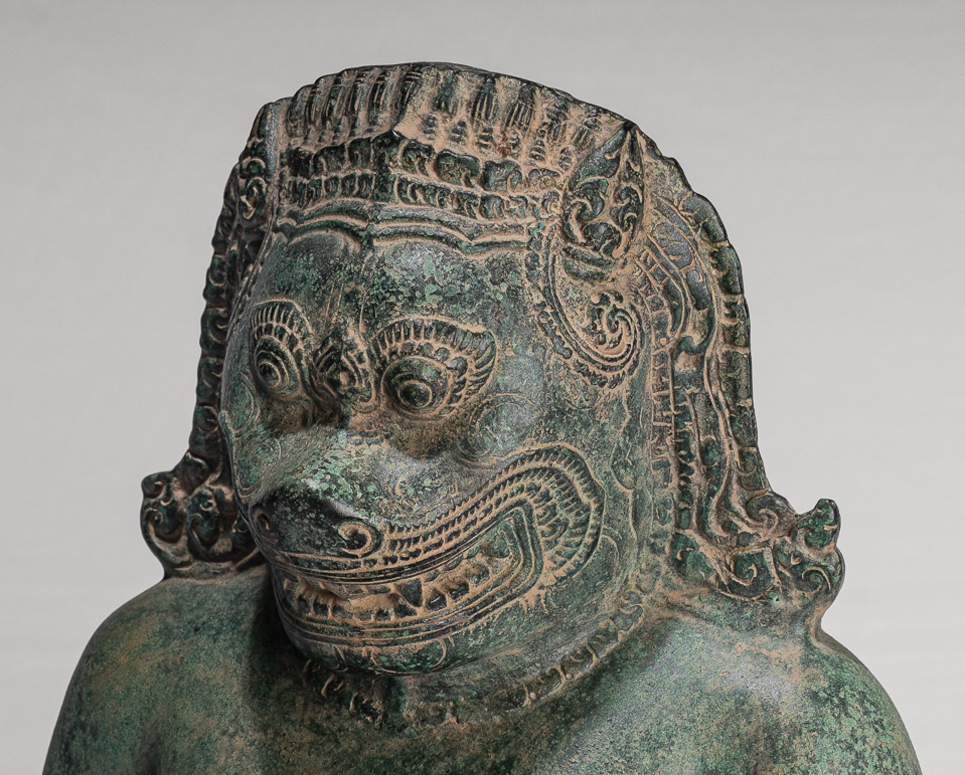 Antique Khmer Style Bronze - Vishnu Avatar - Narasimha or Narasingh - 40cm/16"